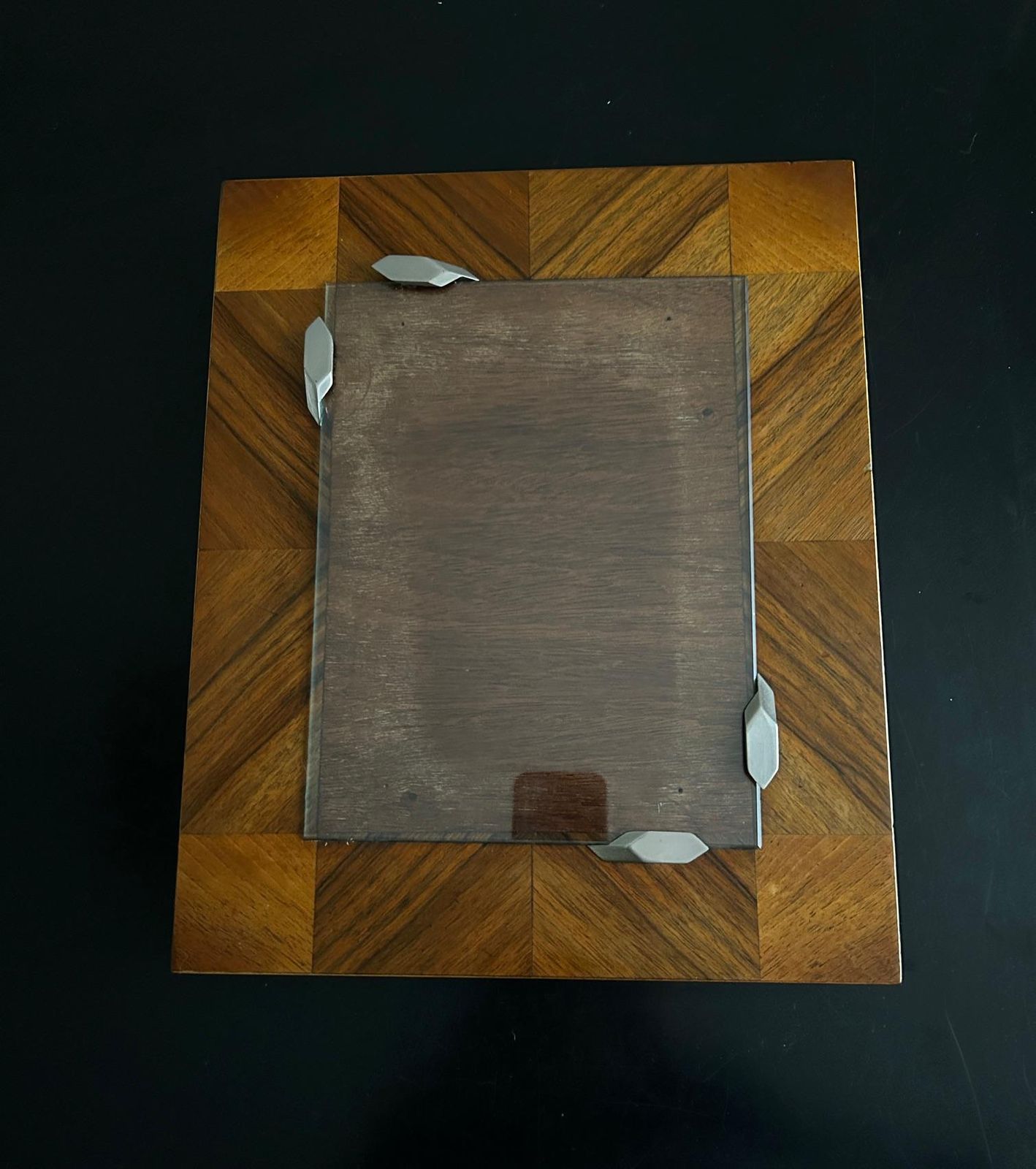 Modernist Marquetry And Chrome Photo Frame France 1930s photo furniture