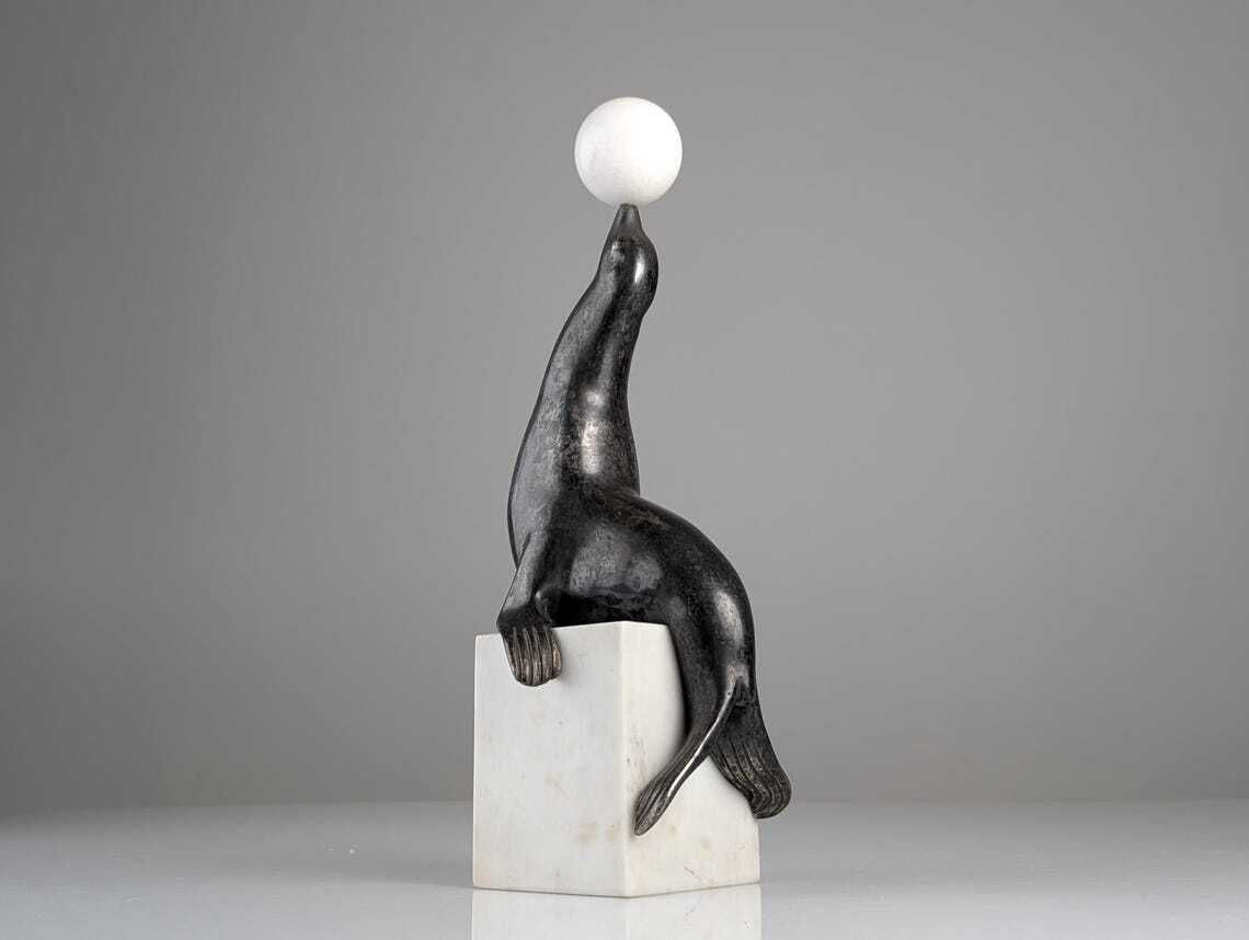 Art Deco Sea Lion Sculpture By Marcel André Bouraine 1920s