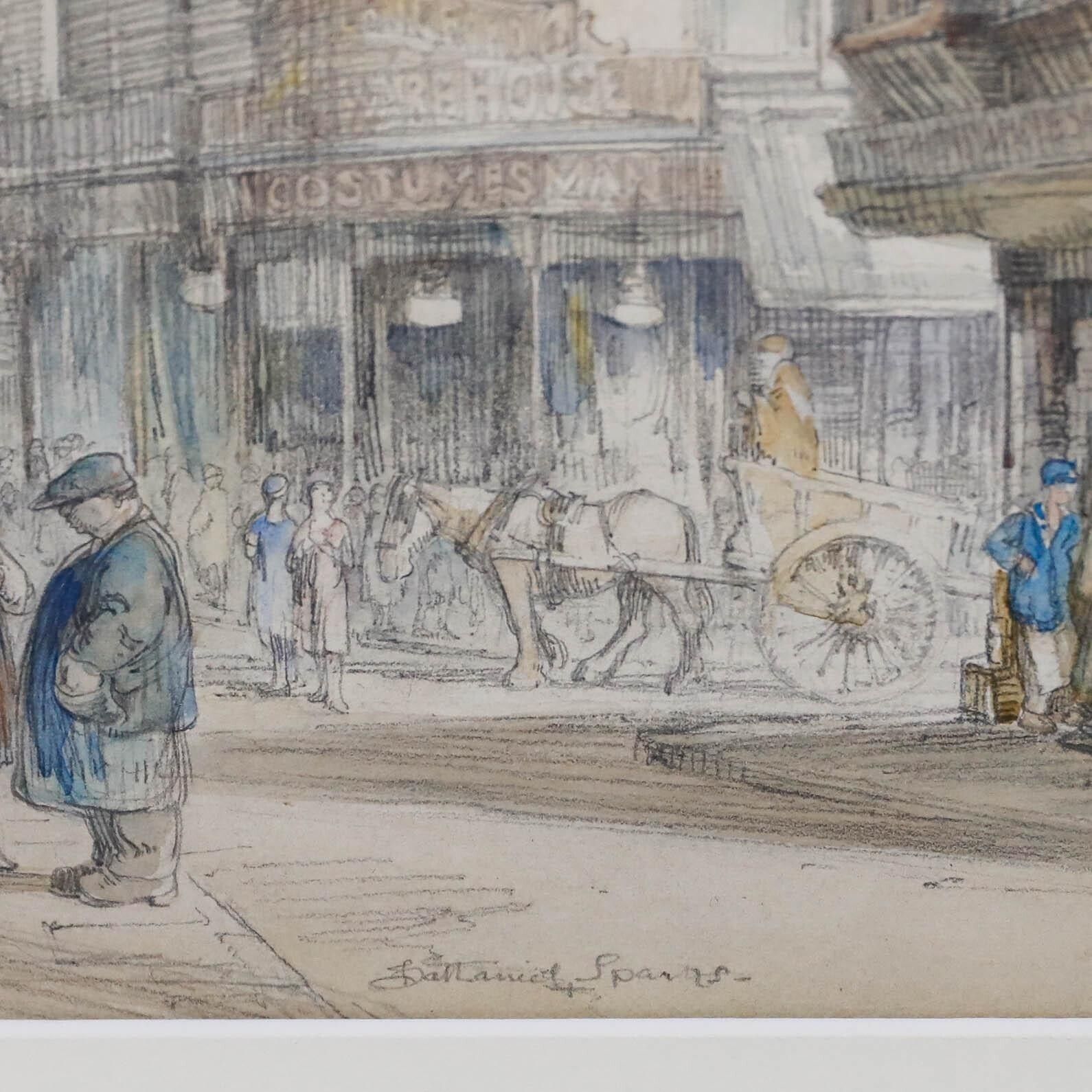 Nathaniel Sparks Re (1880 1956) Graphite Drawing, Mary Le Port Street photo vinterior