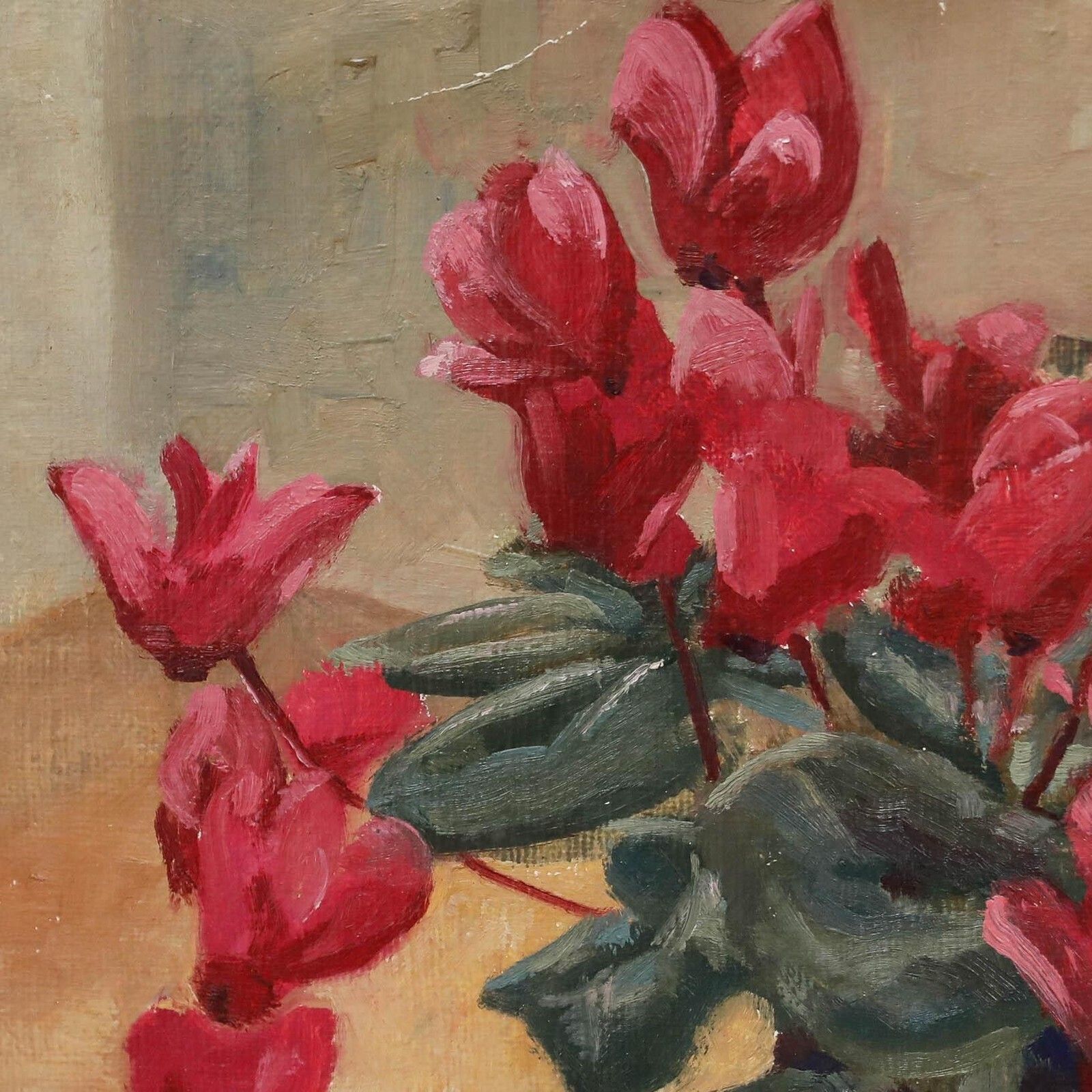 Leslie Charles Boyce (1892 1989) Framed Mid 20th Century Oil, Pink Cyclamen photo Art