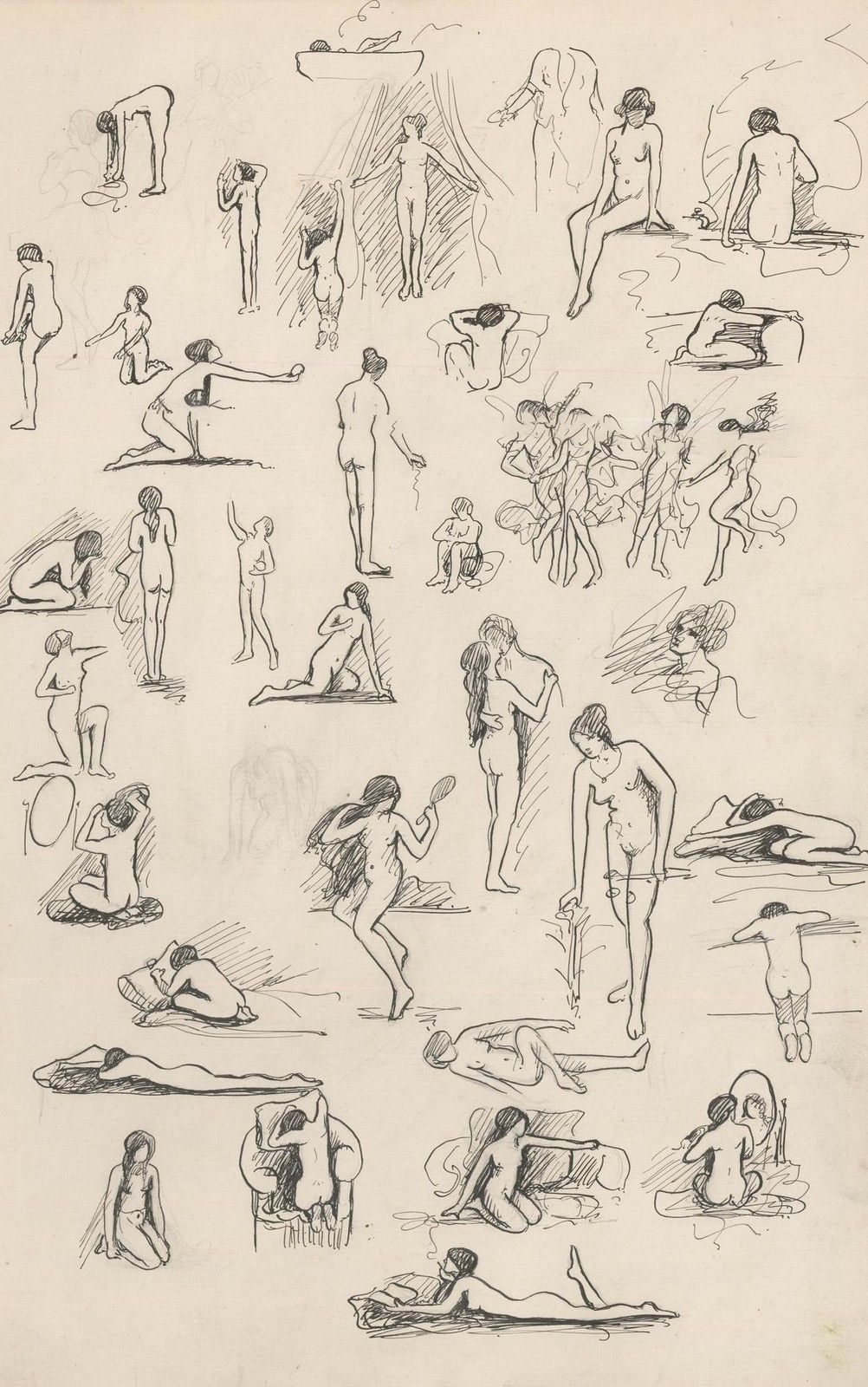 Leslie Charles Boyce (1892 1989) Mid 20th Century Ink, Female Nude Studies photo furniture