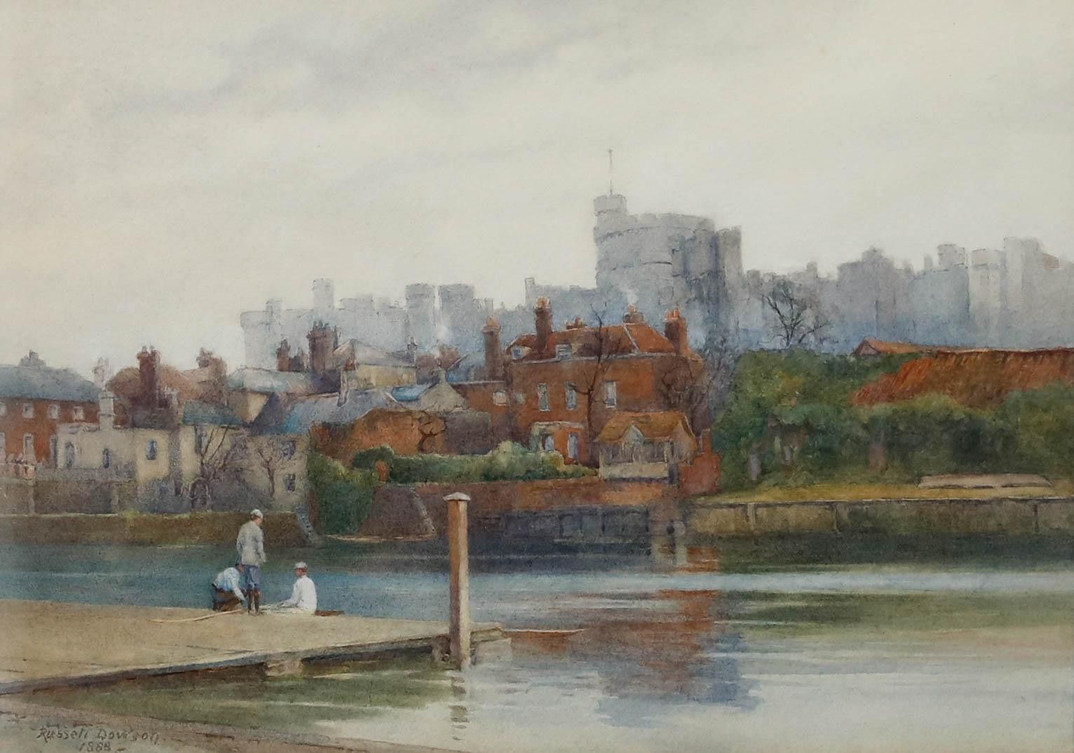 Russell Dowson (1841 1914) Framed 1888 Watercolour, Windsor From The Thames photo furniture