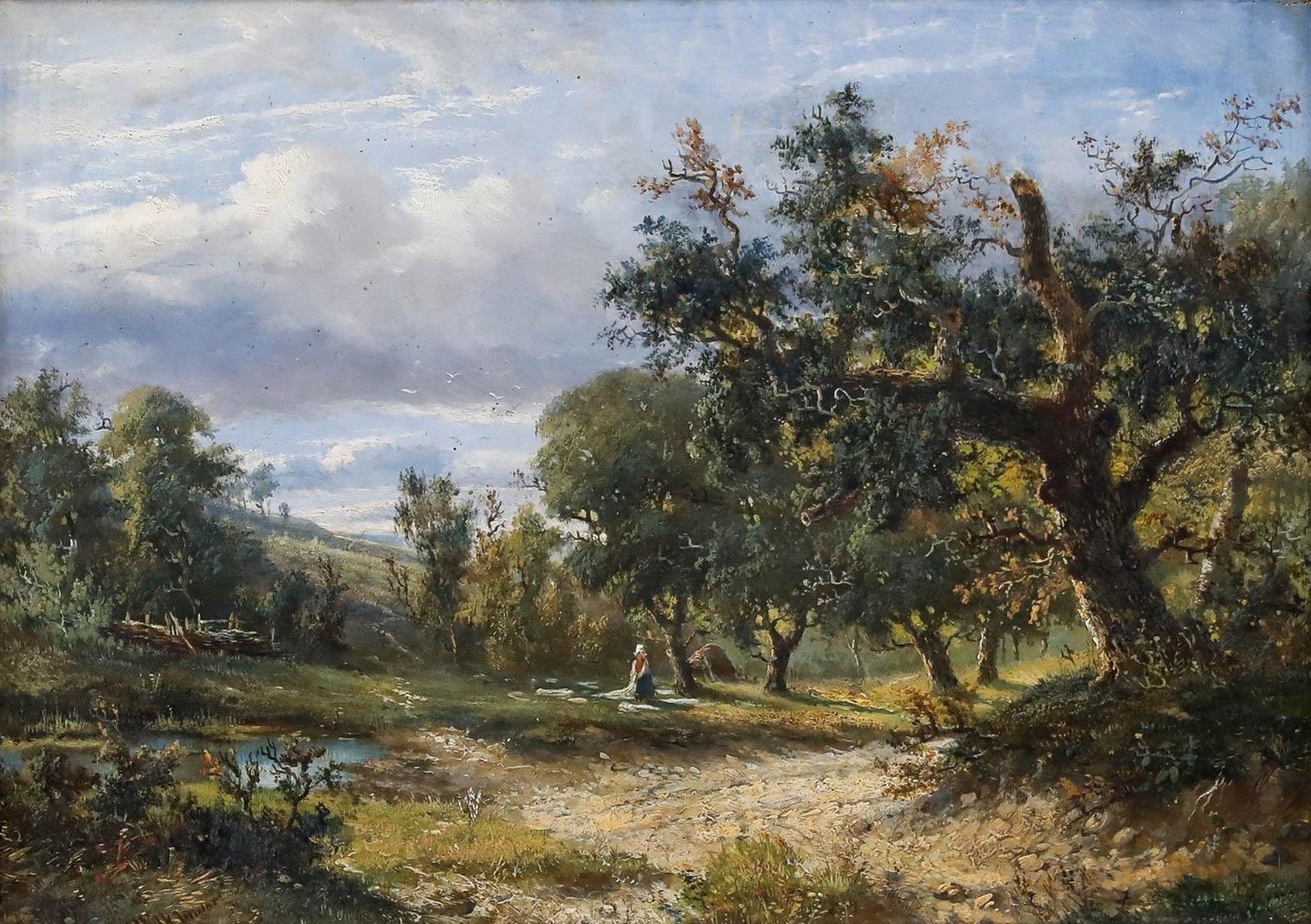 Abraham Hulk Junior (1851 1922) Framed Late 19th Century Oil, Drying Washing photo furniture