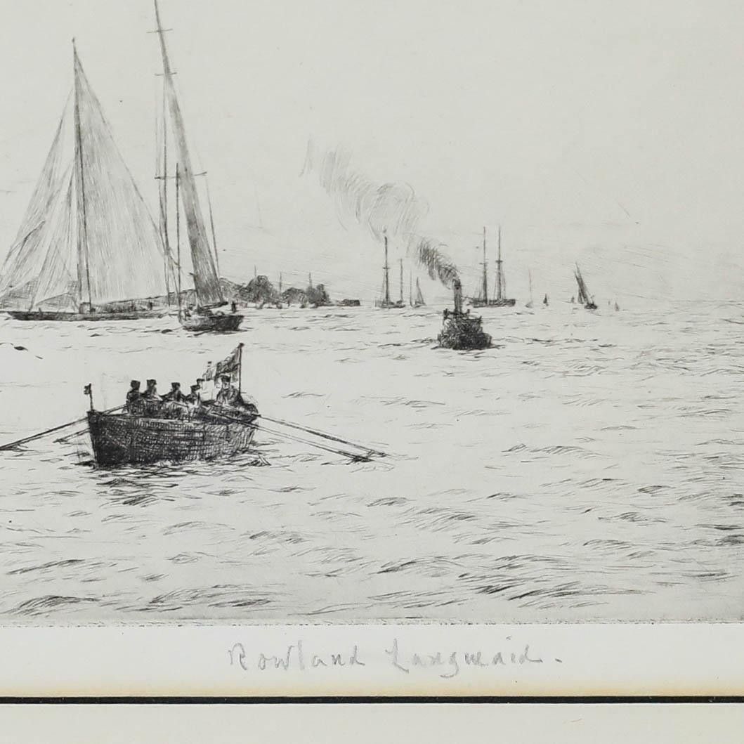 Rowland Langmaid Ra (1897 1956) Framed Etching, Fantome & Valhalla Off Cowes photo buy