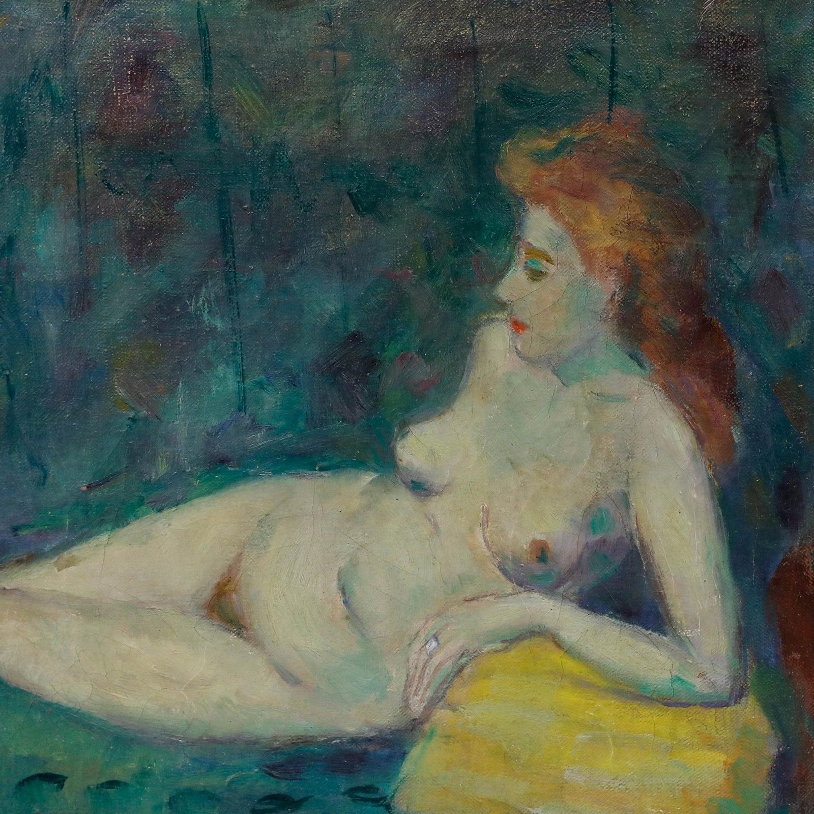 Majoor Framed Mid 20th Century Oil, Reclining By The Fruit Bowl photo Art
