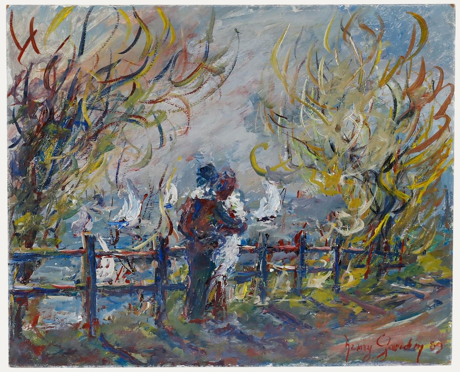 Henri Gaudin 1989 Oil, The Regatta At Sainte Adresse