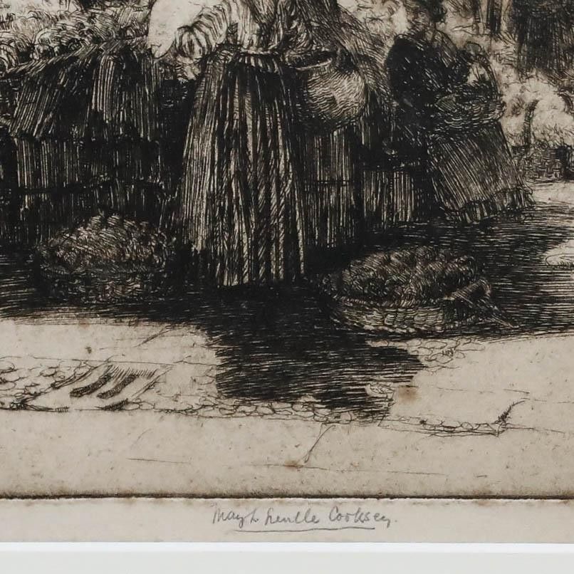 May Louise Greville Cooksey (1878 1943) 1915 Etching, Piazza Delle Erbe photo vintage