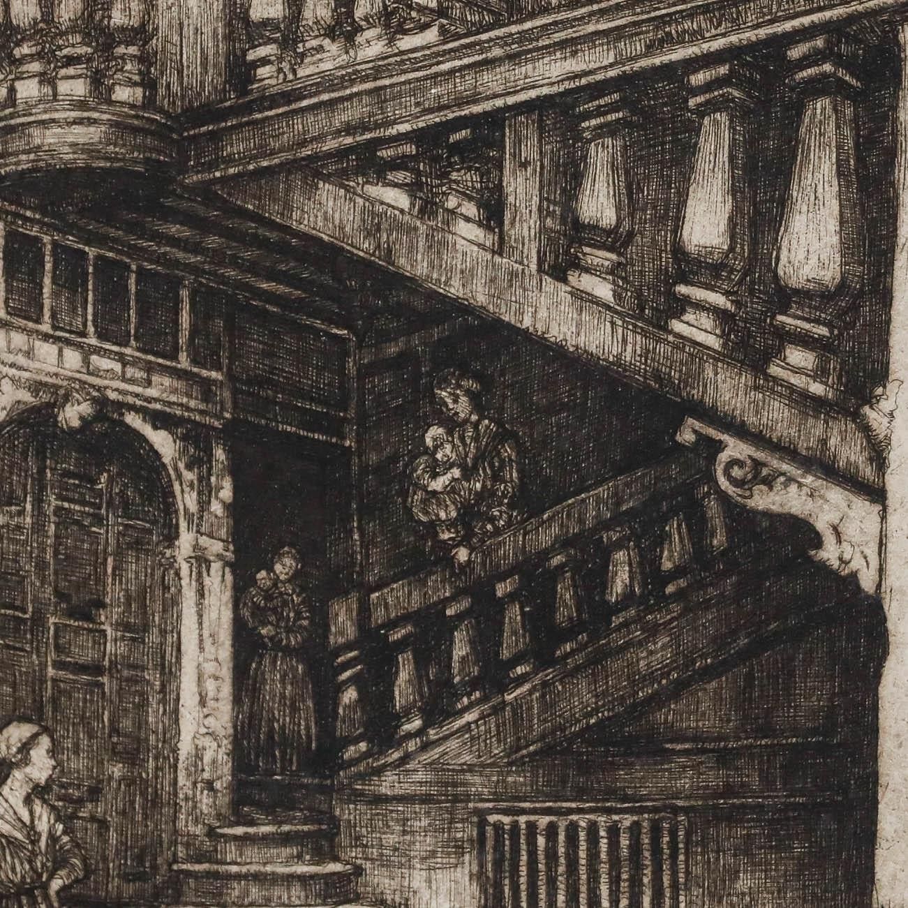 May Louise Greville Cooksey (1878 1943) Etching, A Courtyard In Rosen photo 175.0