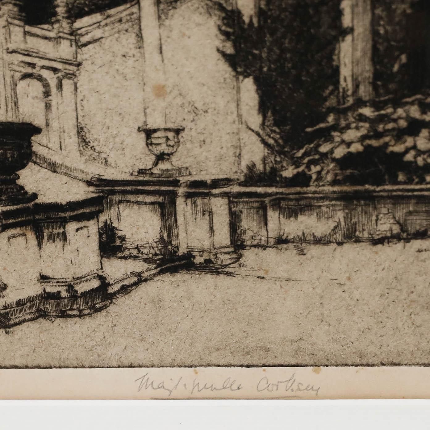 May Louise Greville Cooksey (1878 1943) Framed Etching, Villa D'este, Tivoli photo buy