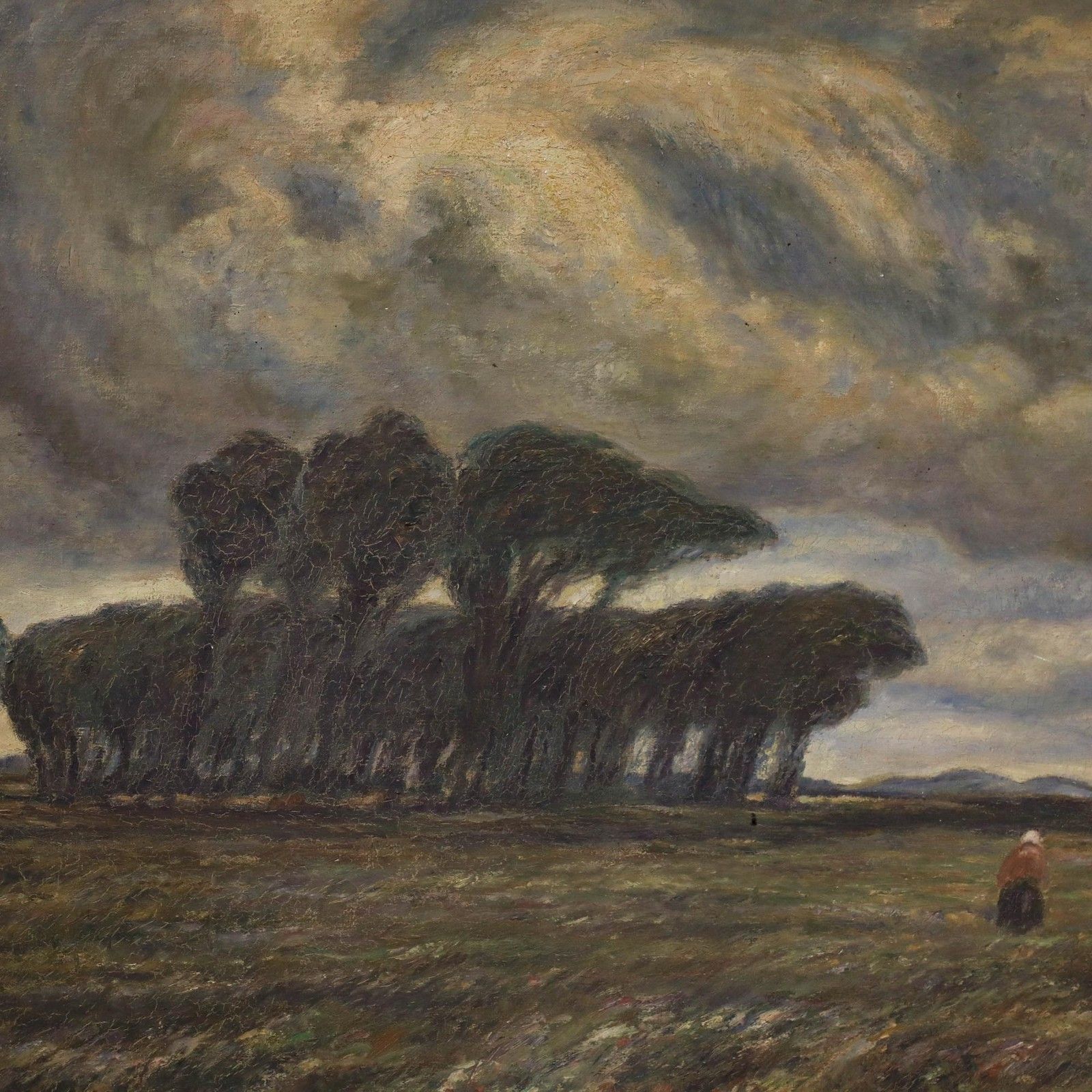 H. Kugel Dutch School 1923 Oil, Windswept Landscape photo Art