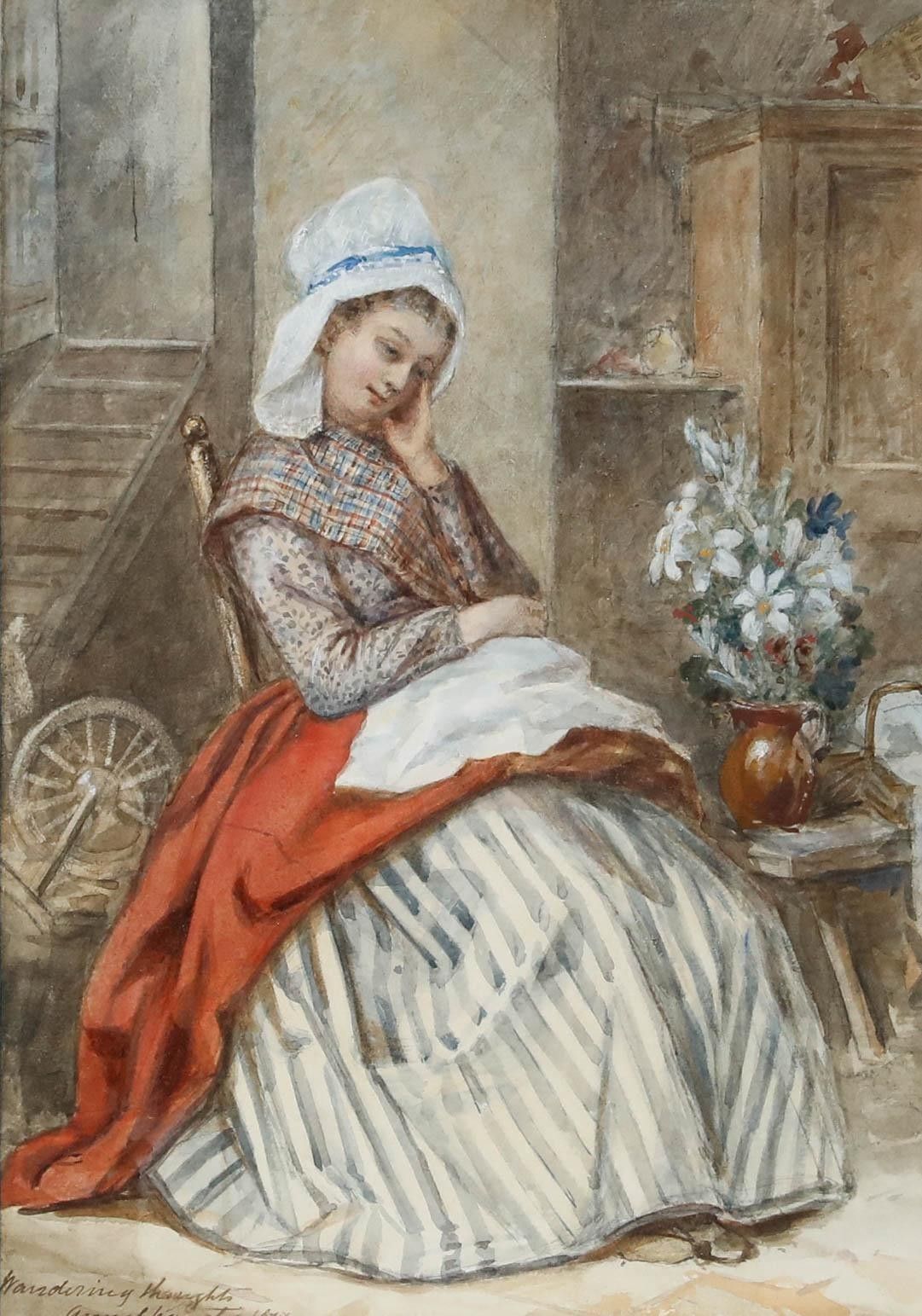 Anna Maria Charretie (1819 1875) 1870 Watercolour, Wandering Thoughts photo furniture