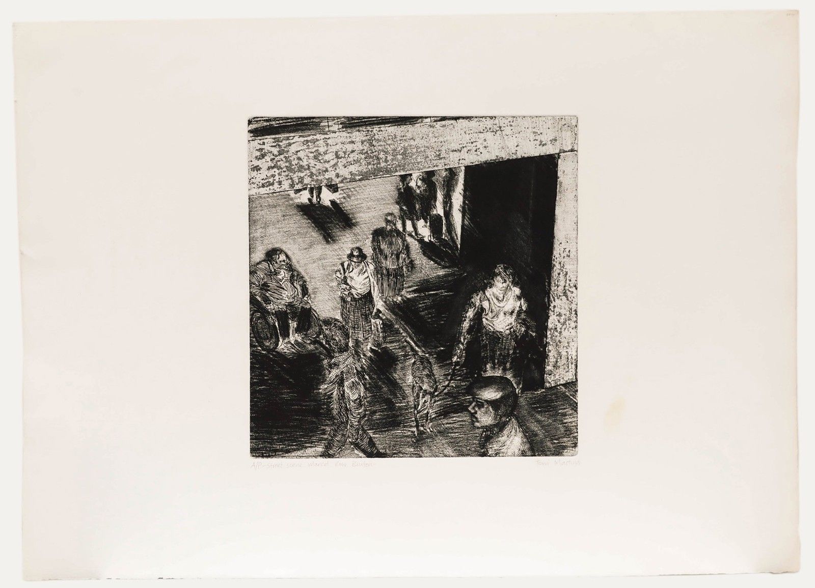 Toni Martina Re (1956 2017) 20th Century Etching, Market Row, Brixton