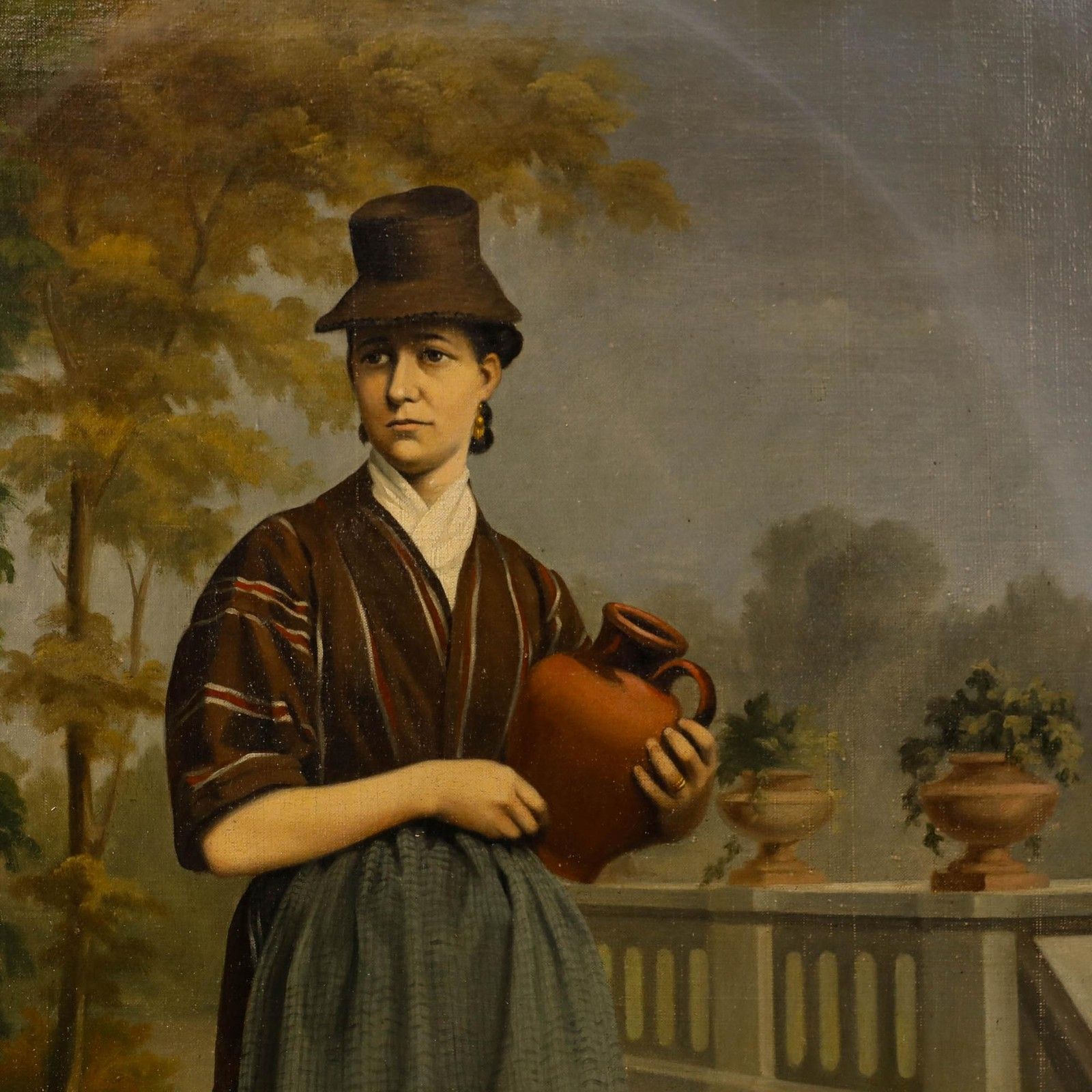 Luigi P. Renault (1845 1910) Fine 1880 Oil, Lady With Terracotta Pot photo Art
