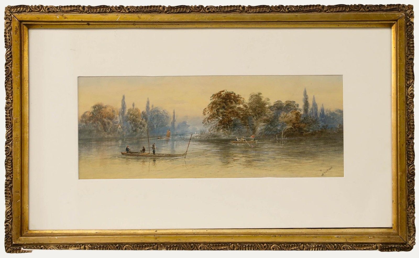 William Henry Vernon (1820 1909) Framed Watercolour, Punting On The River