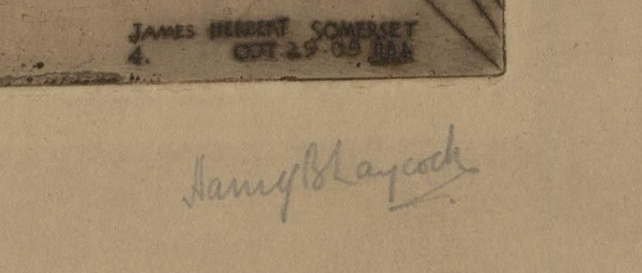 Harry B. Laycock 1909 Etching, Portrait Of James Herbert Somerset photo Art