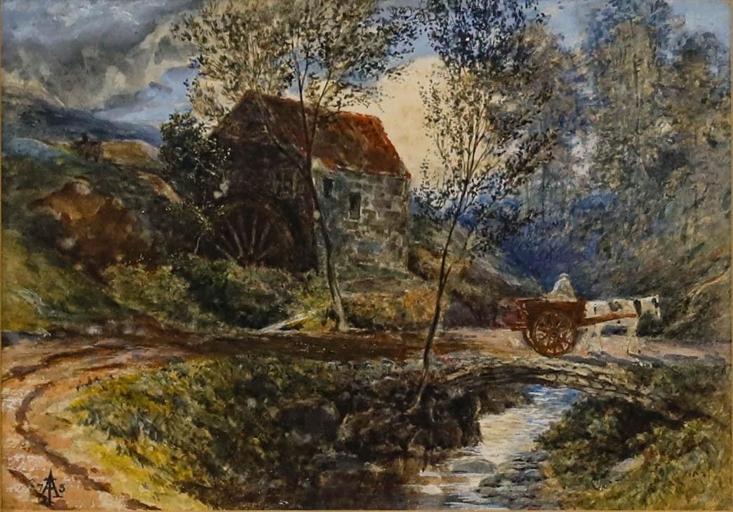 John Alexander (Fl.1870 1892) Framed Watercolour, Burnhouse Mill photo furniture