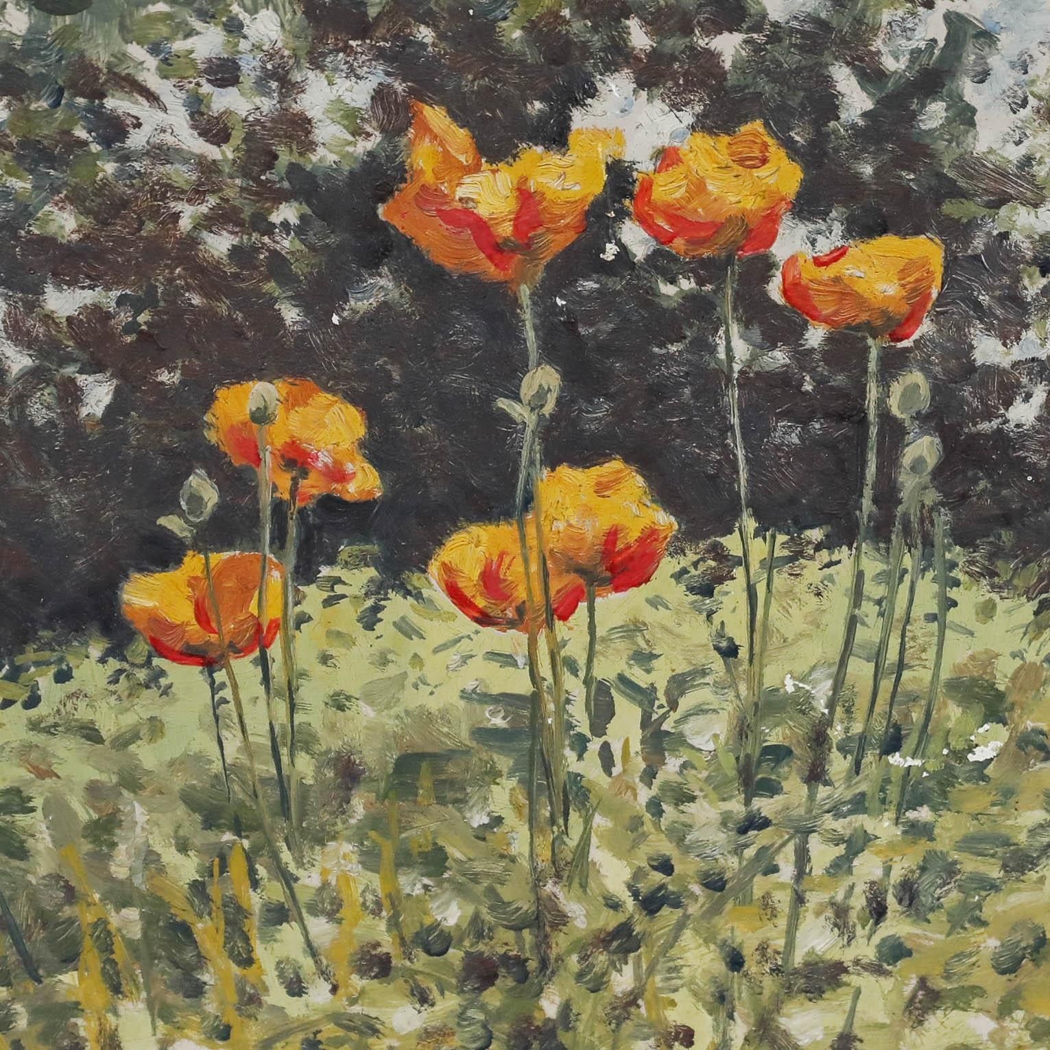 Leslie Charles Boyce (1892 1989) Framed Mid 20th Century Oil, Garden Poppies photo Art