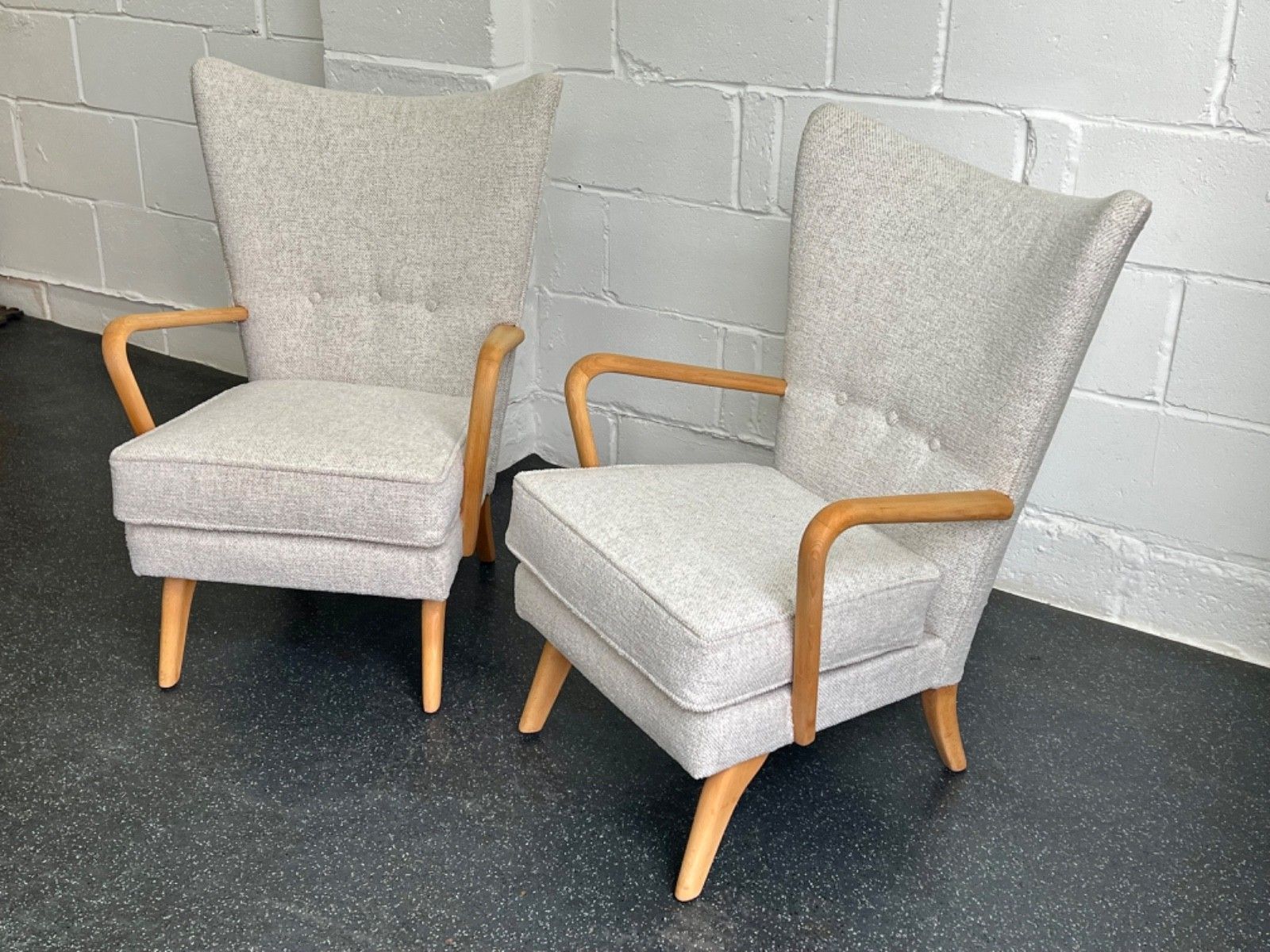 Pair Midcentury Howard Keith Bambino Chairs New Upholstery (Delivery Available) photo vintage