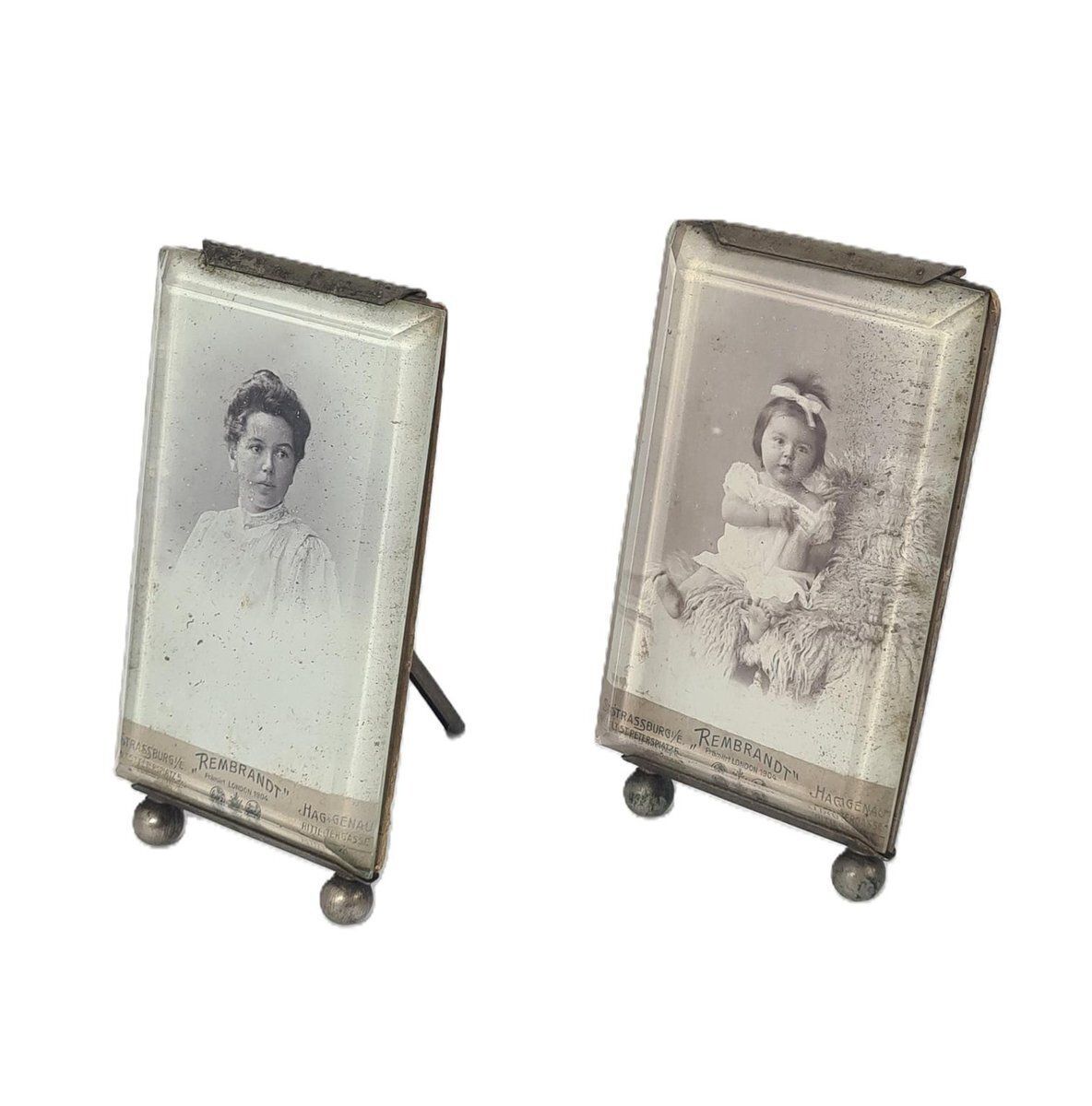 Antique Photo Frames With Beveled Glass, Europe, 1900s, Set Of 2