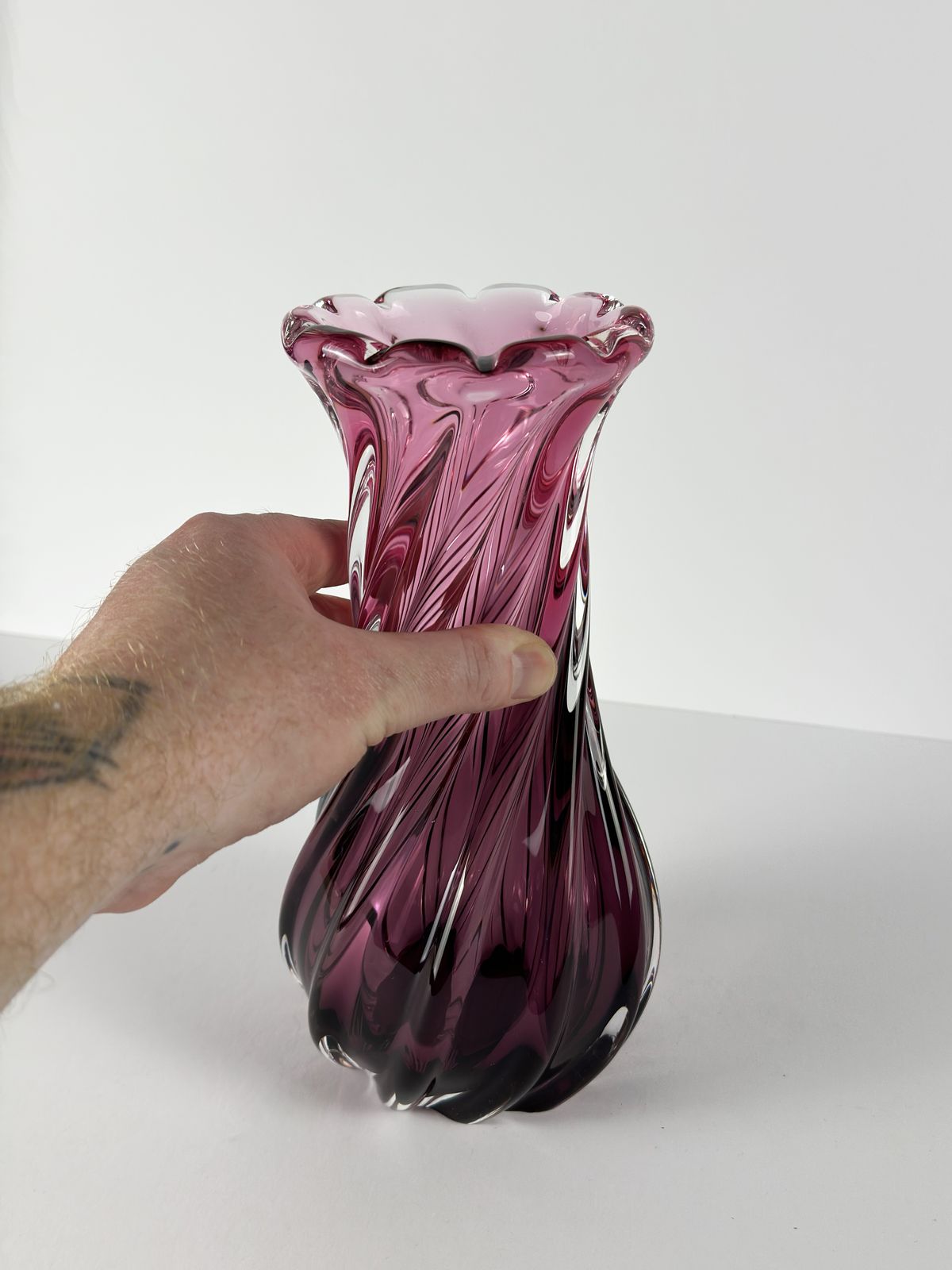 Pink Czech Cased Glass Vase By Josef Hospodka For Chribska, 1970s photo vinterior