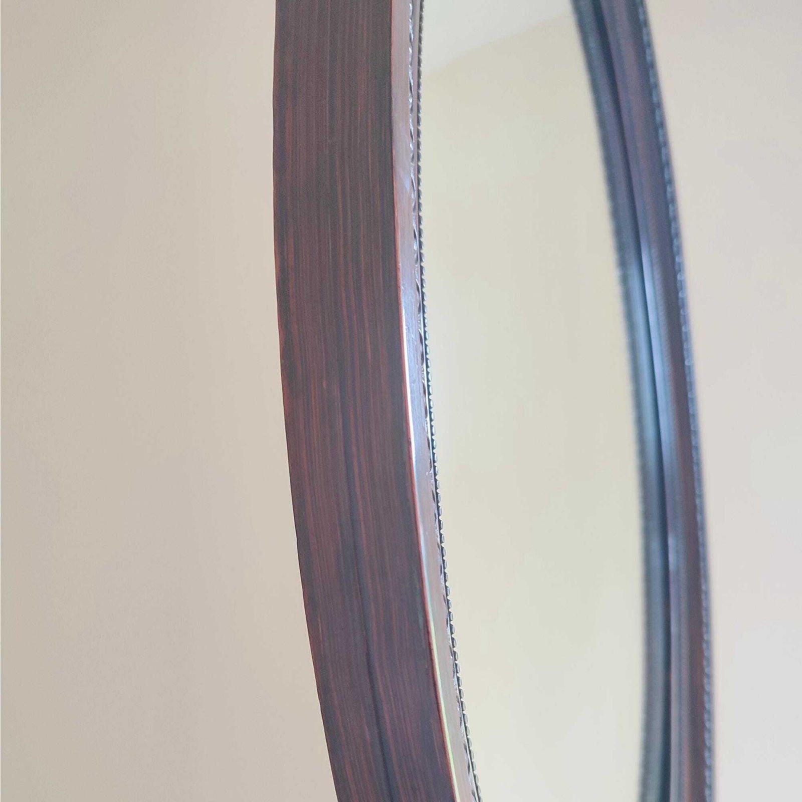 Large Antique Edwardian Scumble Glazed Oval Wooden Frame Mirror 34 X 24.5" photo vintage