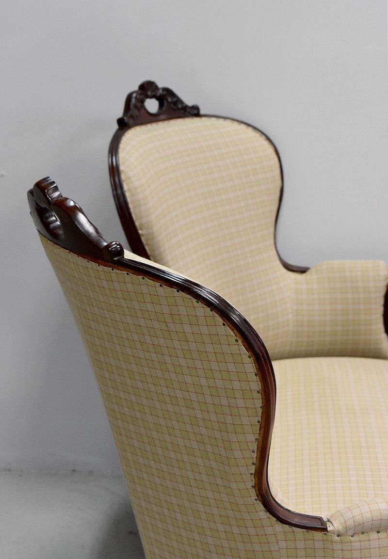 Napoléon III Wing Sofa, 19th Century photo vintage