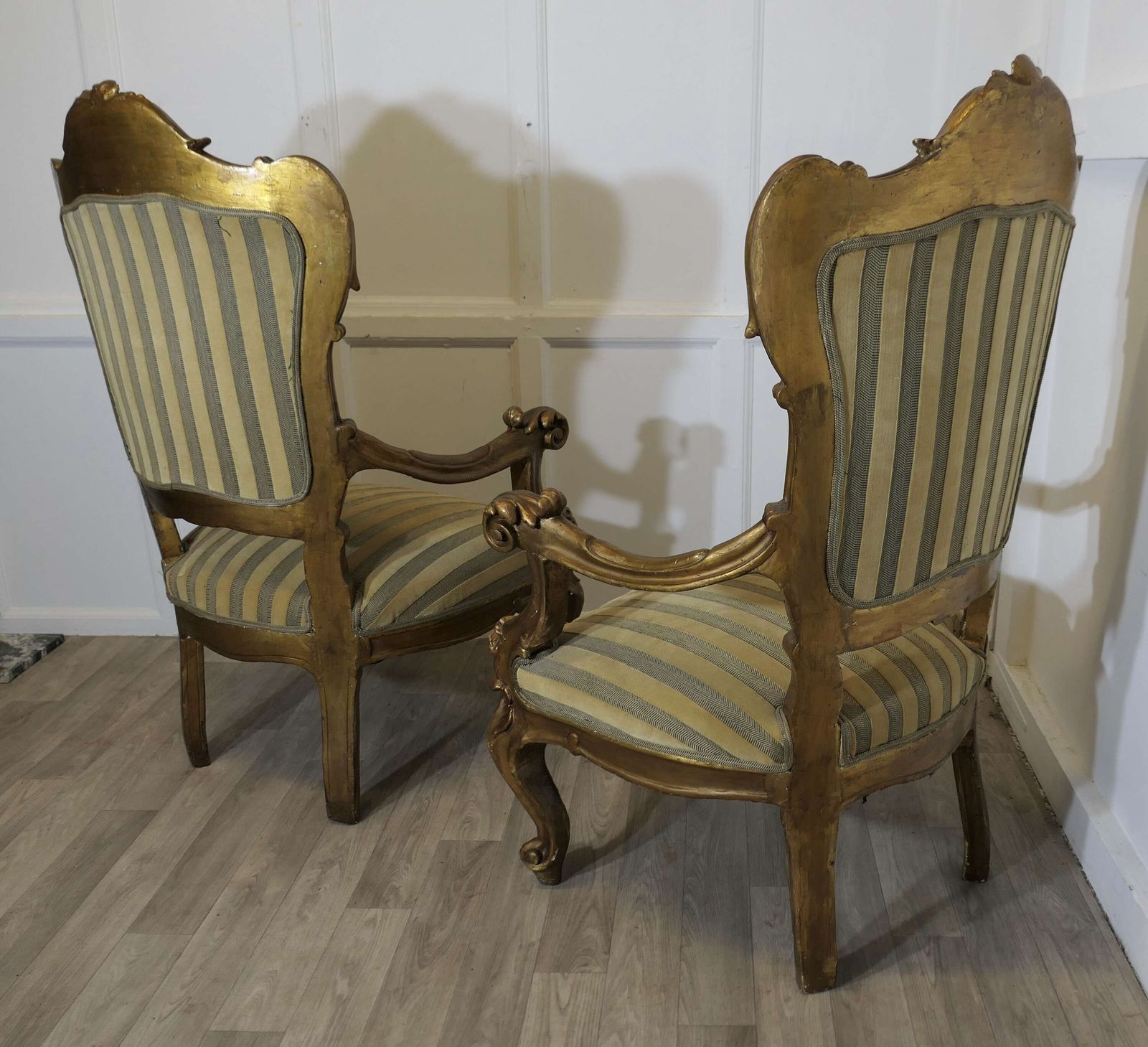 A Stunning Pair Of Italian Carved Throne Arm Chairs photo buy