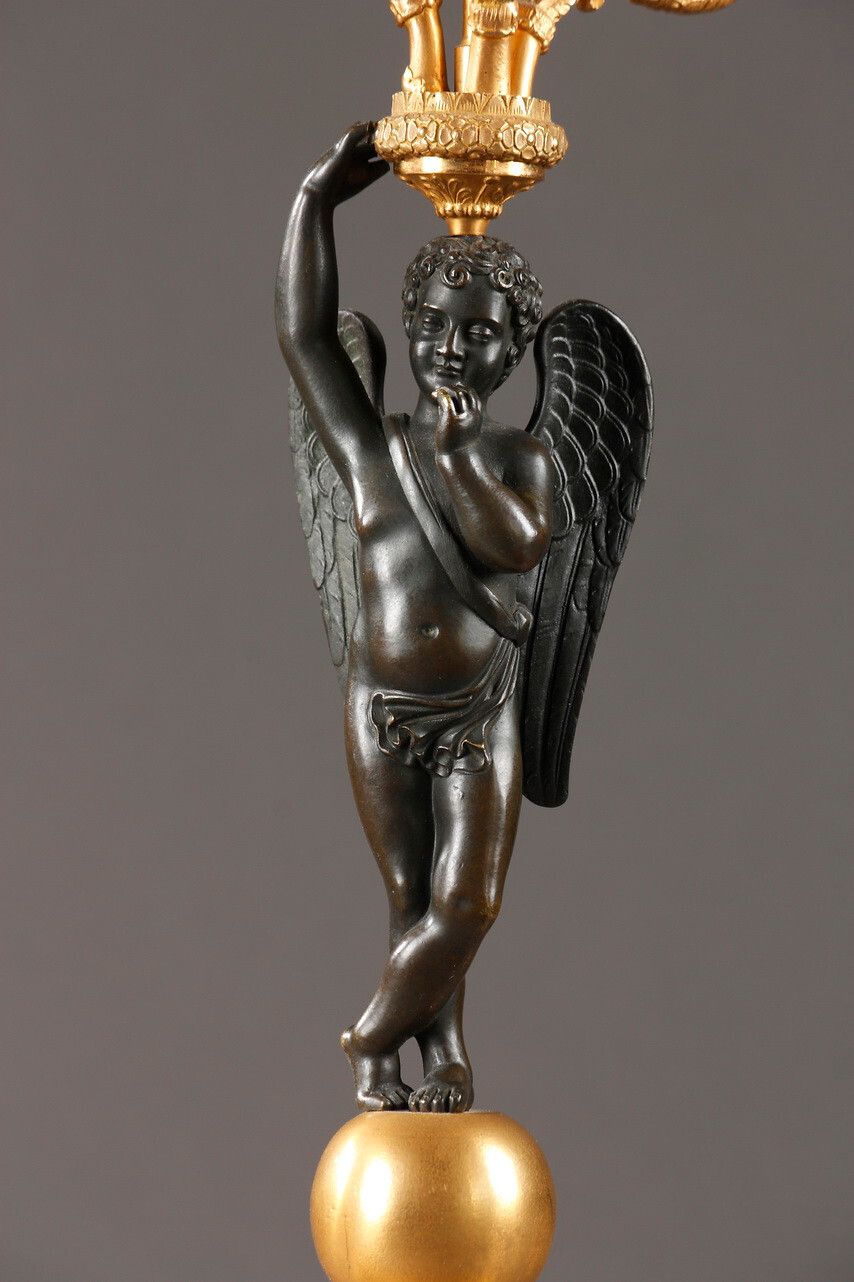 Pair Of Gilt Bronze And Patina Candelabra, Restoration Period photo 5646.0