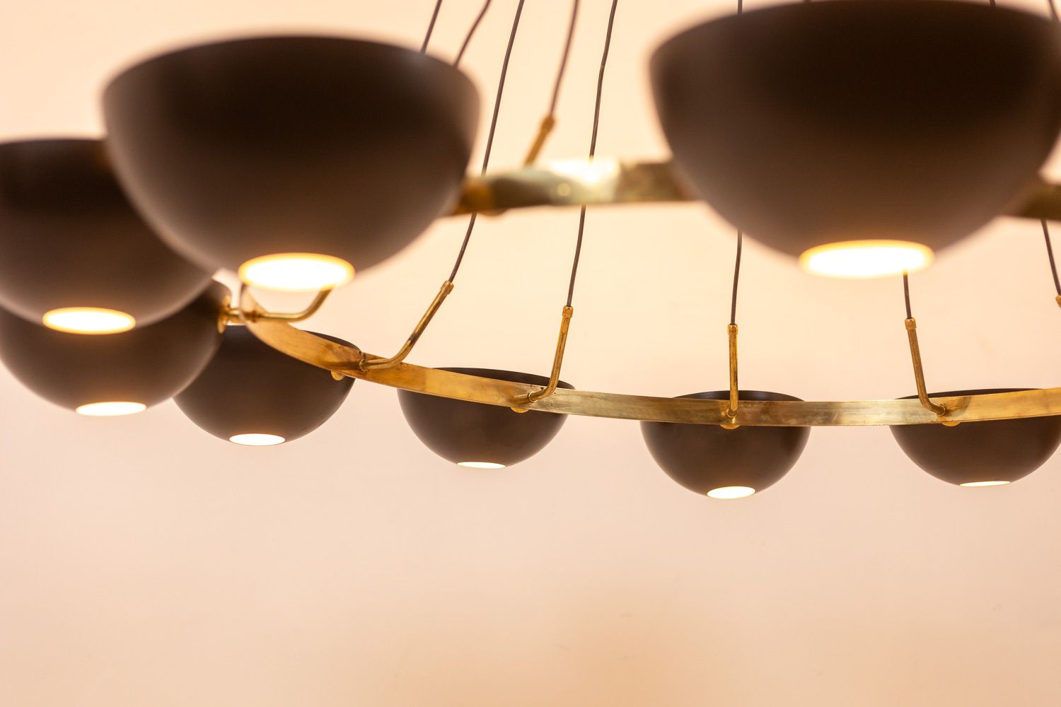 12 Light Chandelier In Patinated Brass And Black Lacquered Metal. Contemporary photo vinterior
