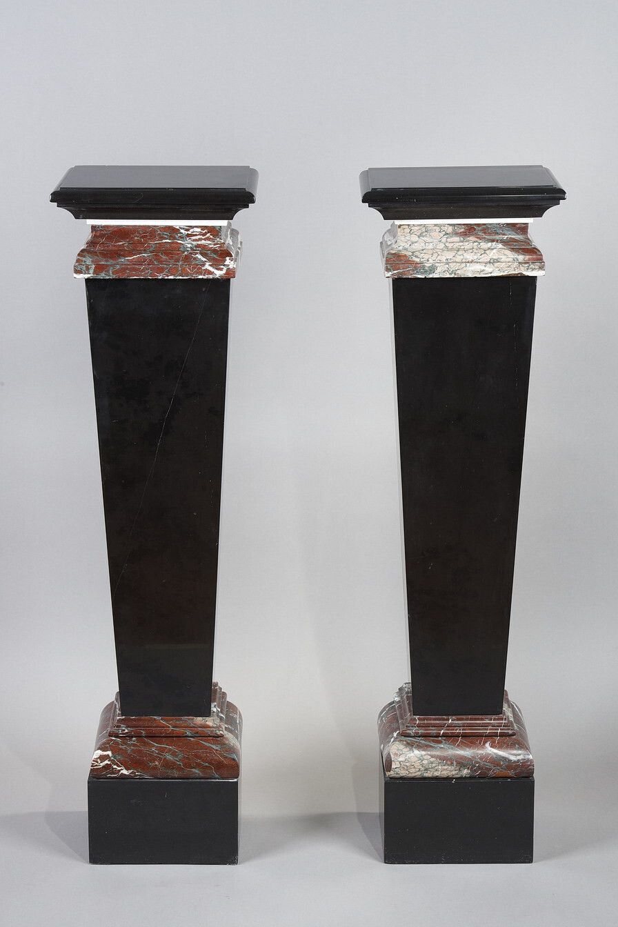 Pair Of Black And Red Marble Sheaths, 19th Century photo furniture