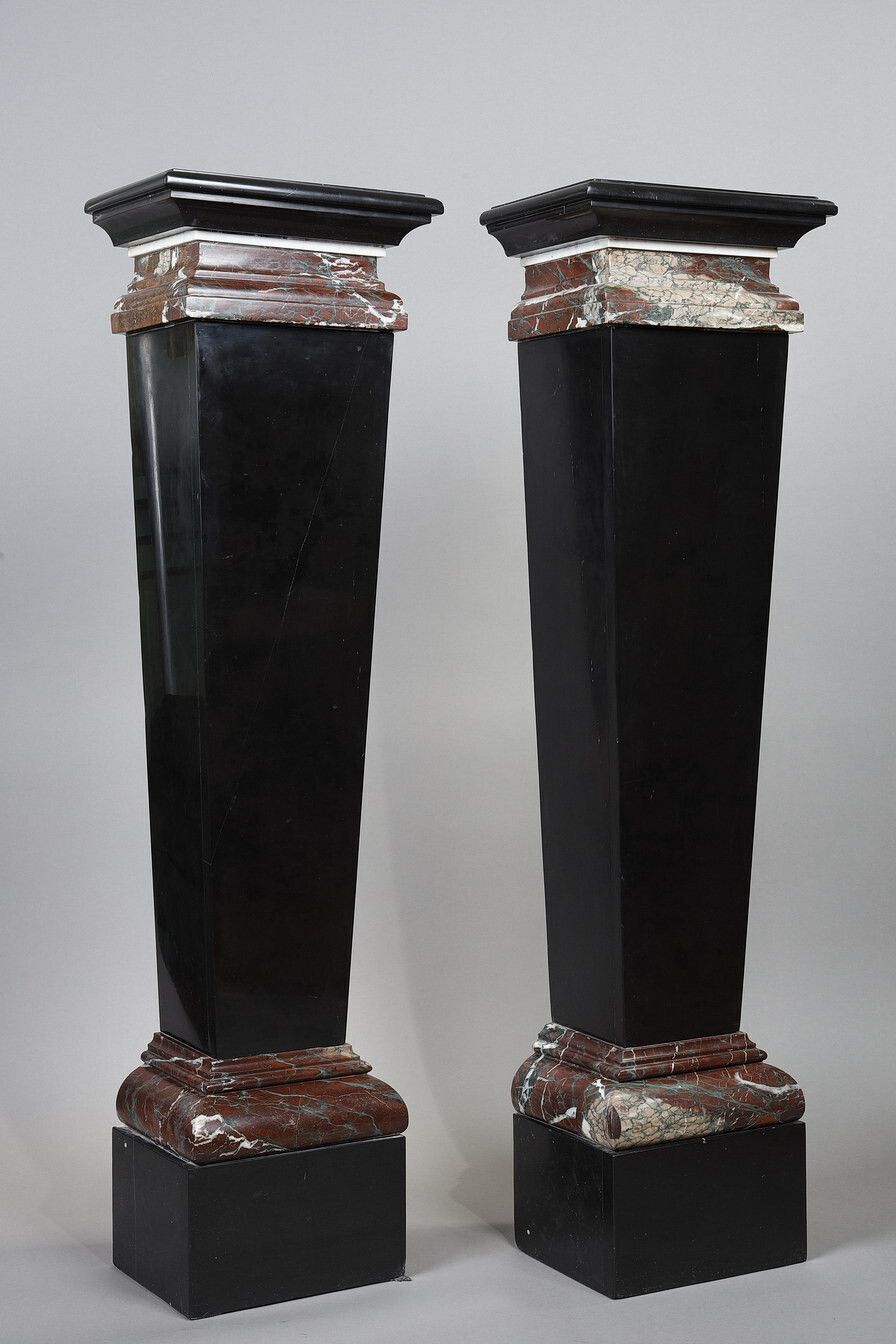 Pair Of Black And Red Marble Sheaths, 19th Century photo vintage