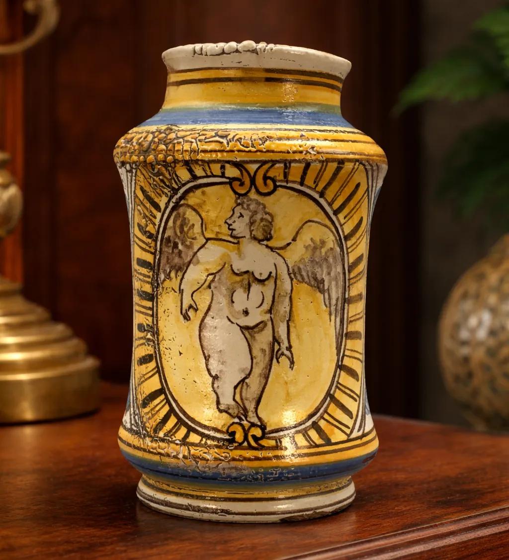 photo vinterior Italian Majolica Albarello Pharmacy Wet Drug Jar 18th/19th Century Faience Large