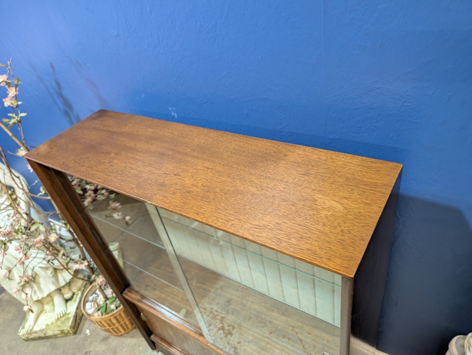 Vintage Glass Teak Display Bookcase By Herbert E Gibbs Tall Teak Mid Century photo for sale