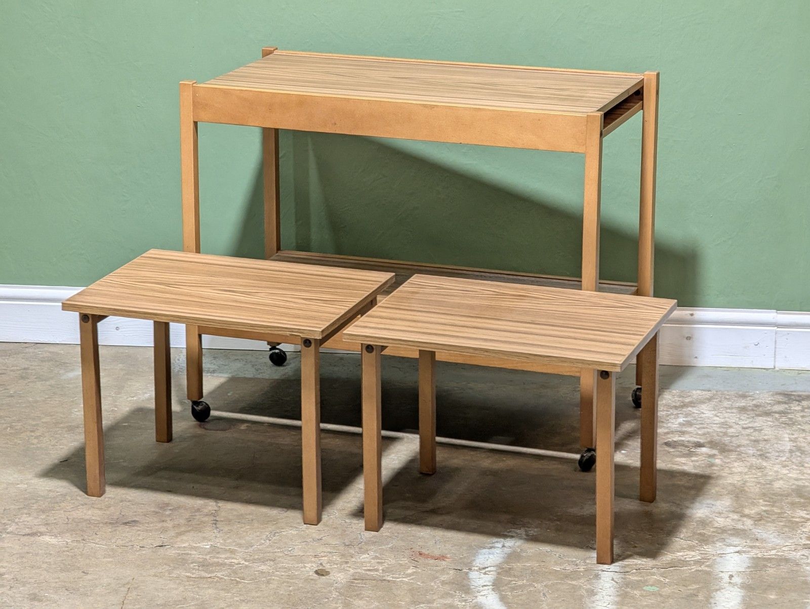 Vintage Teak Metamorphic Trolley Hidden Tables Nest Of Tables Mid Century Modern photo for sale
