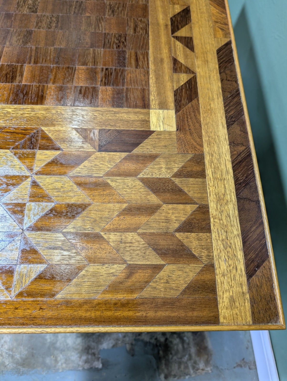 Vintage Wooden Chessboard Table Inlaid Carpenters Piece Bespoke Mid Century photo vintage
