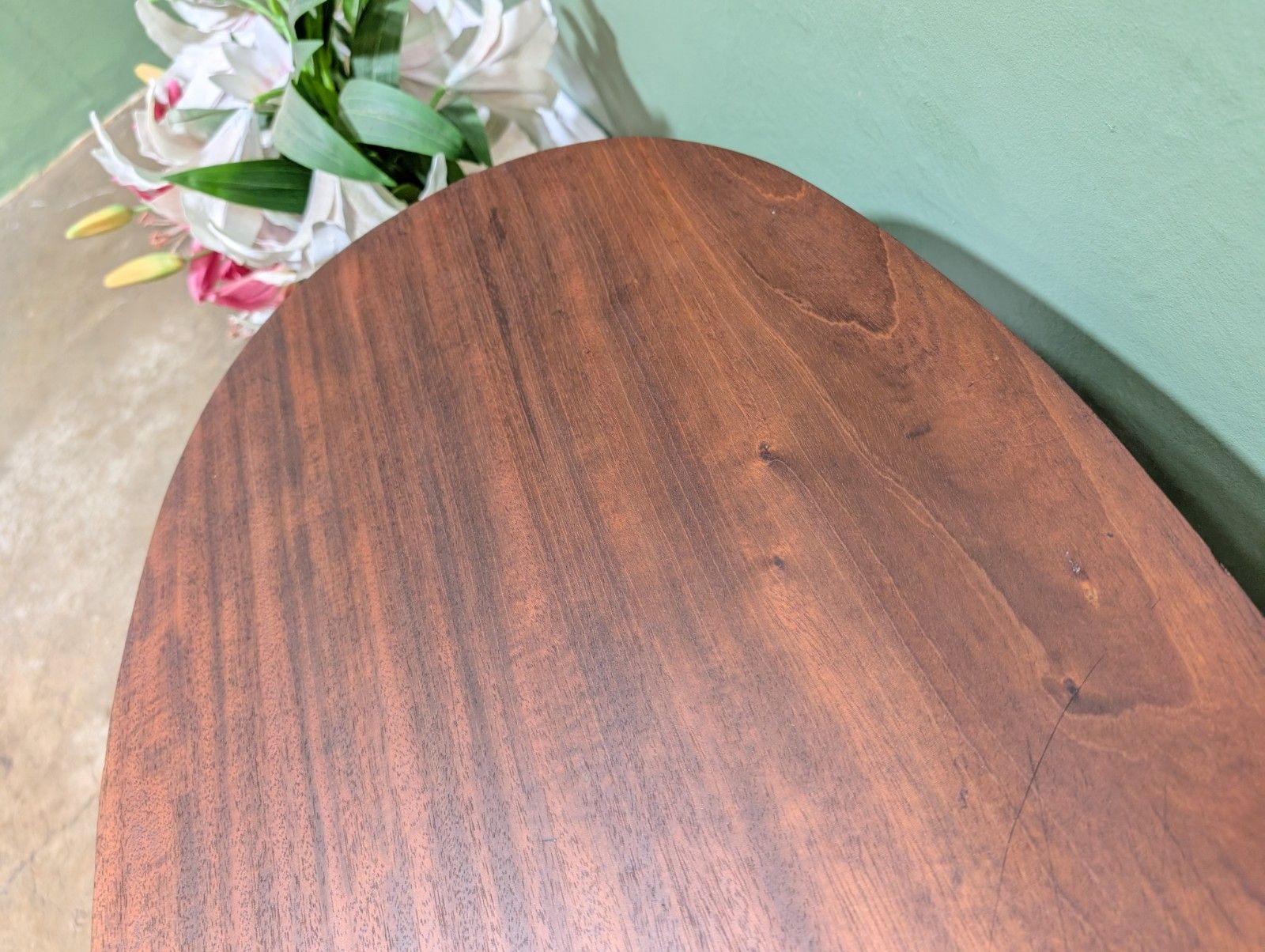 Antique Mahogany Oval Top Side Table On Brass Castors Wine End Plant Stand. photo 65.0