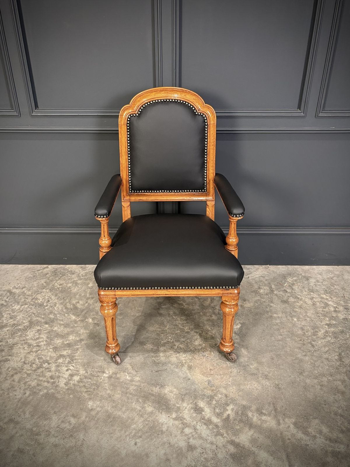 Oak & Leather Armchair By W.Williamson & Sons photo for sale