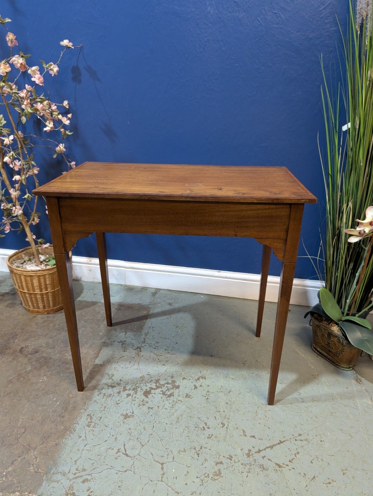 Edwardian Mahogany Side Table Elegant Legs Wine End Antique Polished Inlaid photo vintage