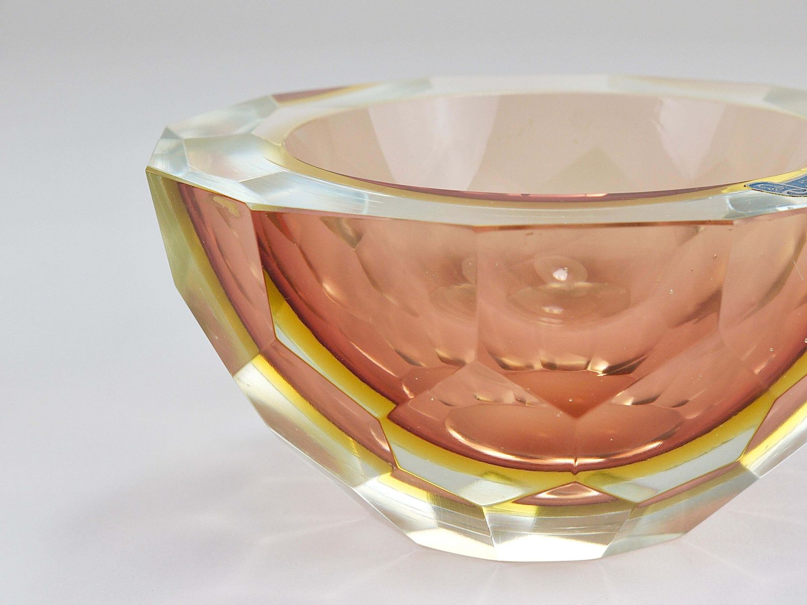Mandruzzato Sommerso Faceted Caviar Murano Glass Diamond Bowl, Italy, 1960s photo 674.0