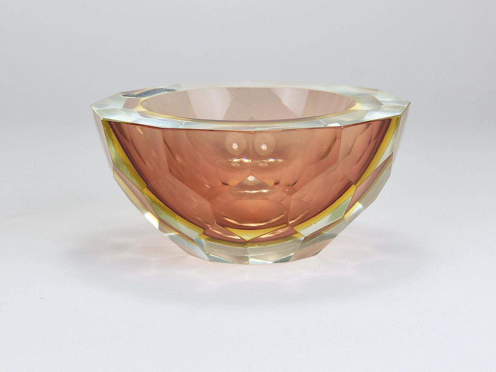 Mandruzzato Sommerso Faceted Caviar Murano Glass Diamond Bowl, Italy, 1960s photo buy