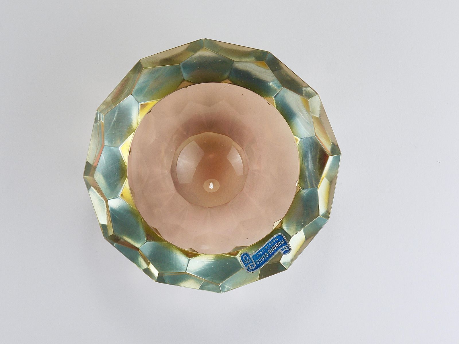 674.0 Mandruzzato Sommerso Faceted Caviar Murano Glass Diamond Bowl, Italy, 1960s photo