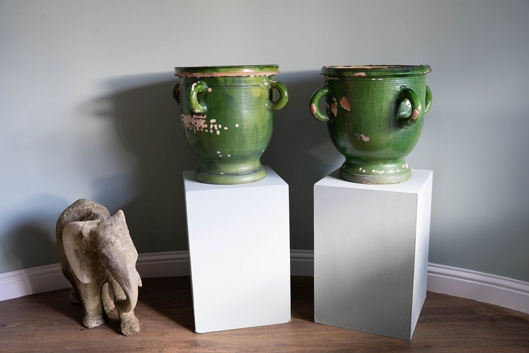 A Pair Of Large French Castelnaudary Vases photo vintage
