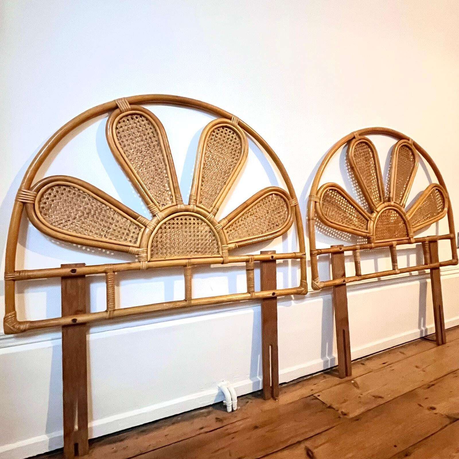 A Pair Of Mid Century Bamboo And Cane Single Headboards photo Furniture