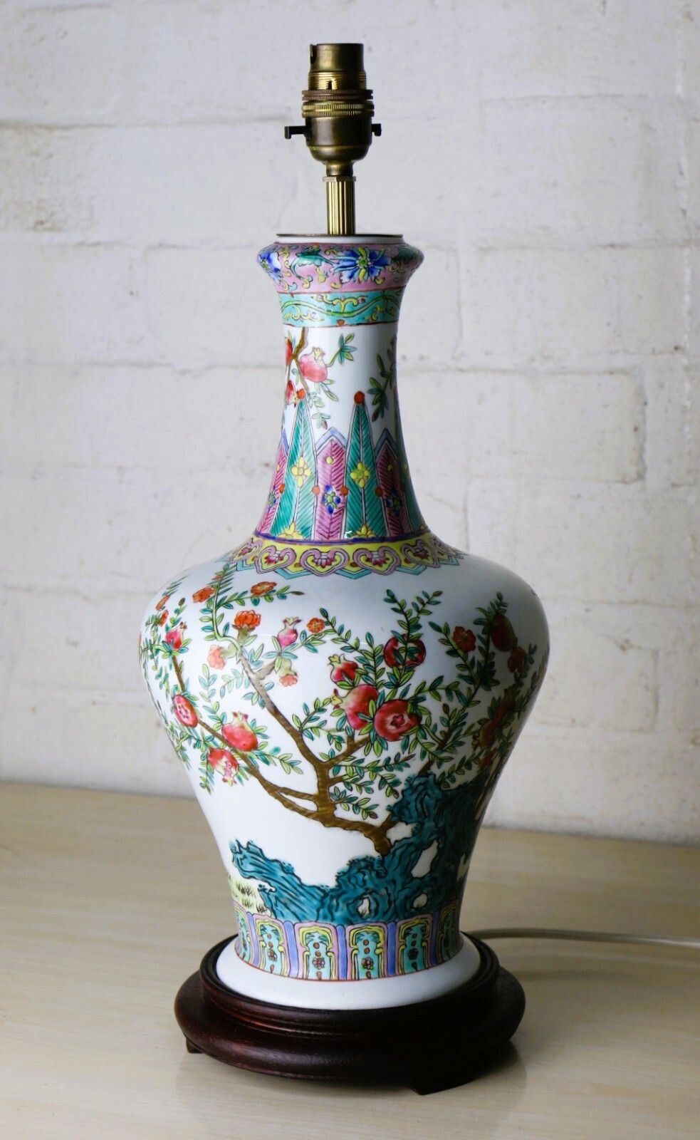 Table Lamp A Vintage Oriental Bottle Shaped Chinese Ceramic Lamp 20th C.