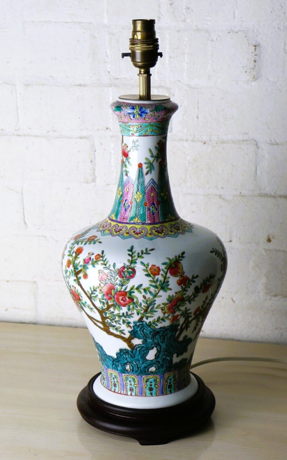 Table Lamp A Vintage Oriental Bottle Shaped Chinese Ceramic Lamp 20th C. photo furniture