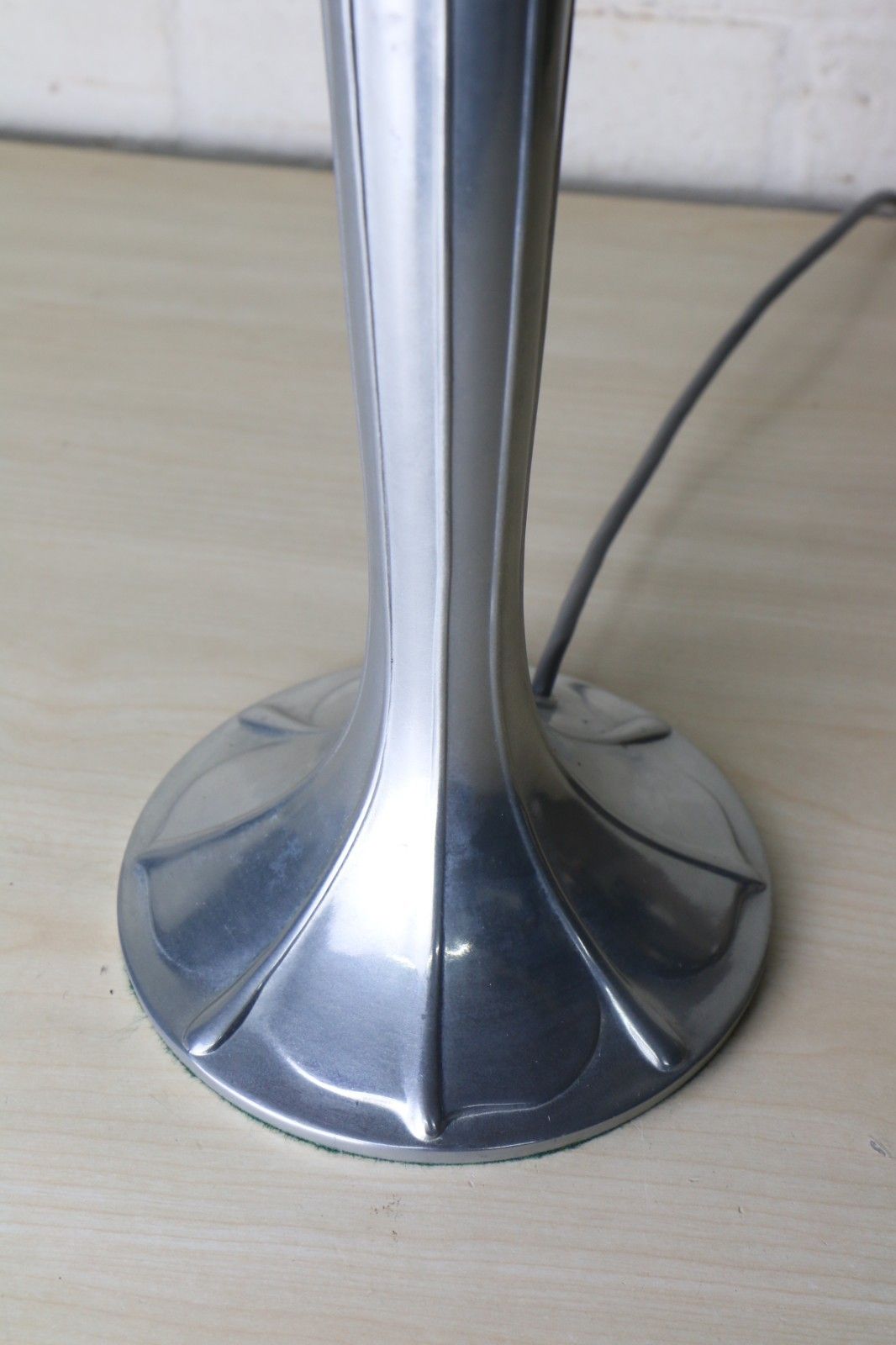 130.0 Table Lamp A Vintage Tall & Heavy Art Nouveau Design Alloy Lamp Silver Finish photo