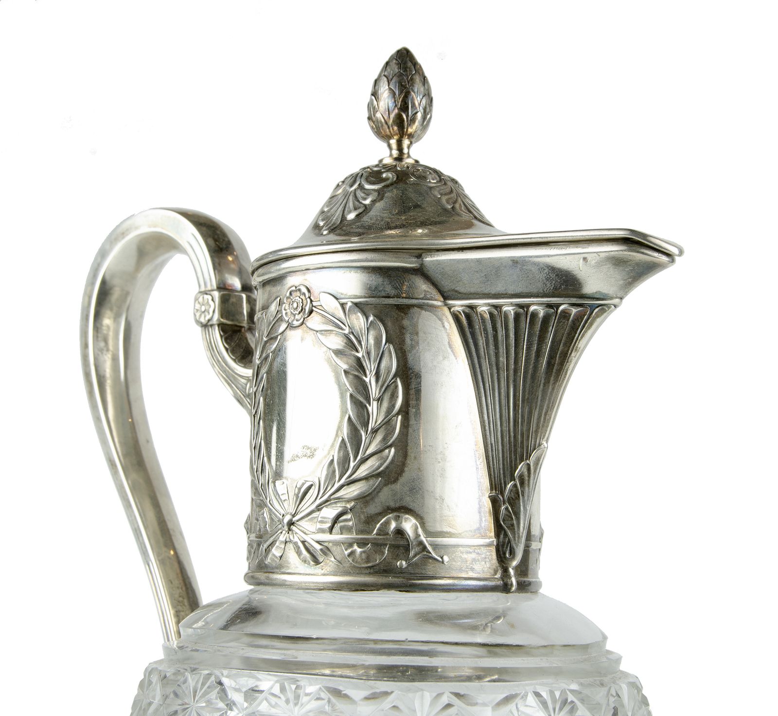 Late 19th Century Victorian Crystal Pitcher With Sterling Silver Mounted Collar And Hinged Lid, United Kingdom photo Home Decor