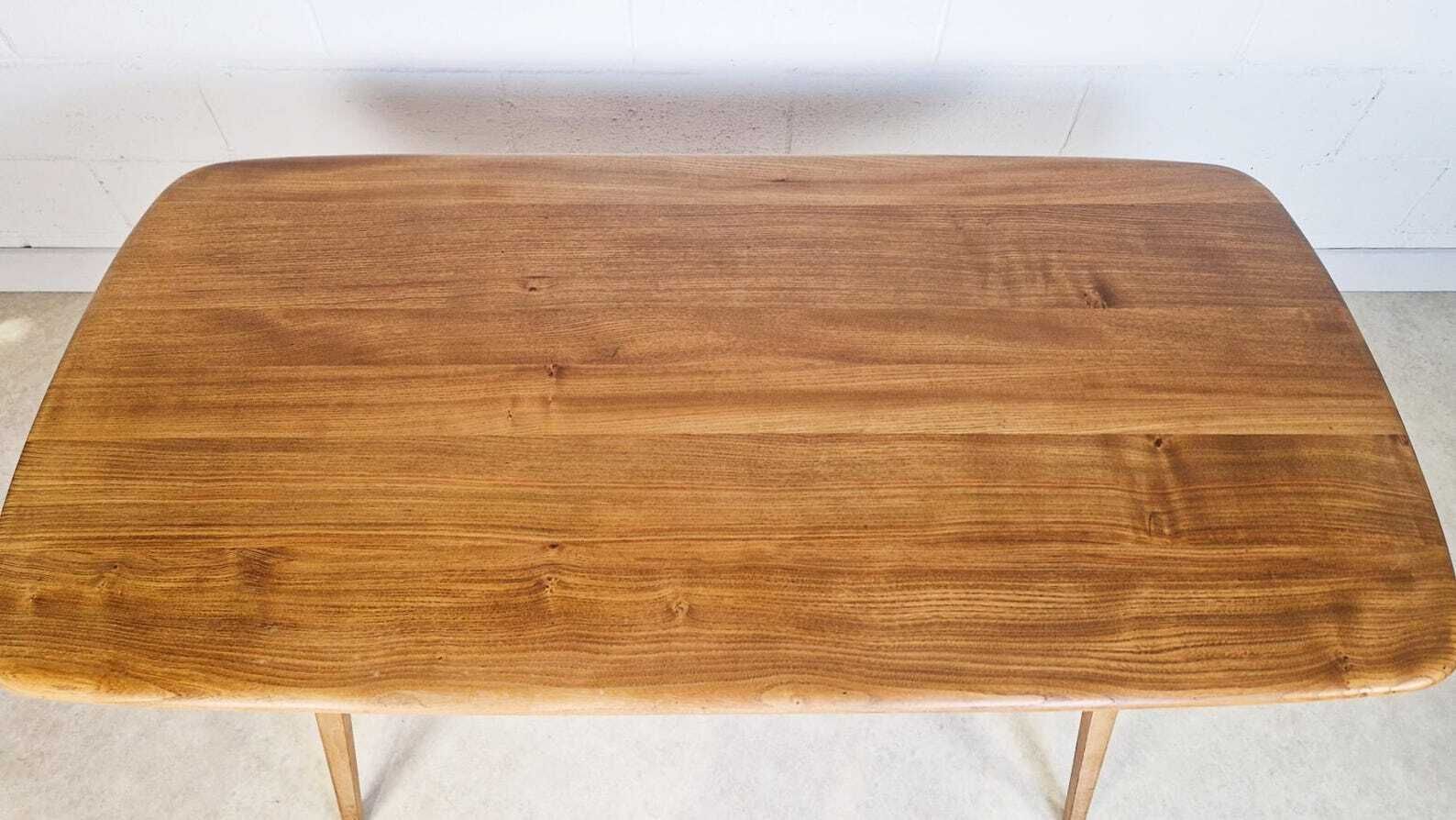 Ercol Windsor Vintage Mid Century Solid Elm Plank Table & Dining Chair Set Pg060 photo 1250.0