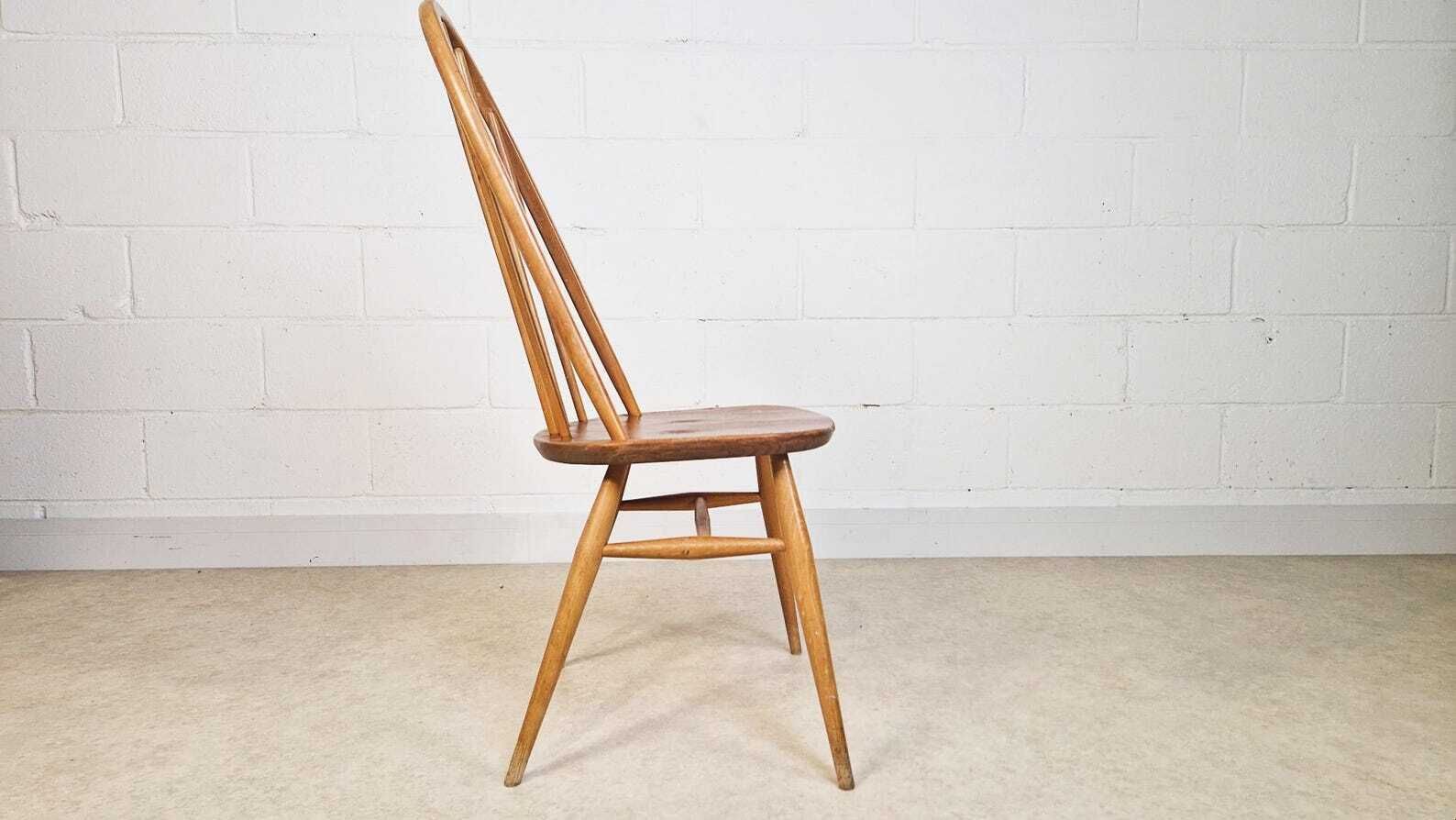 photo buy Ercol Windsor Vintage Mid Century Solid Elm Plank Table & Dining Chair Set Pg060