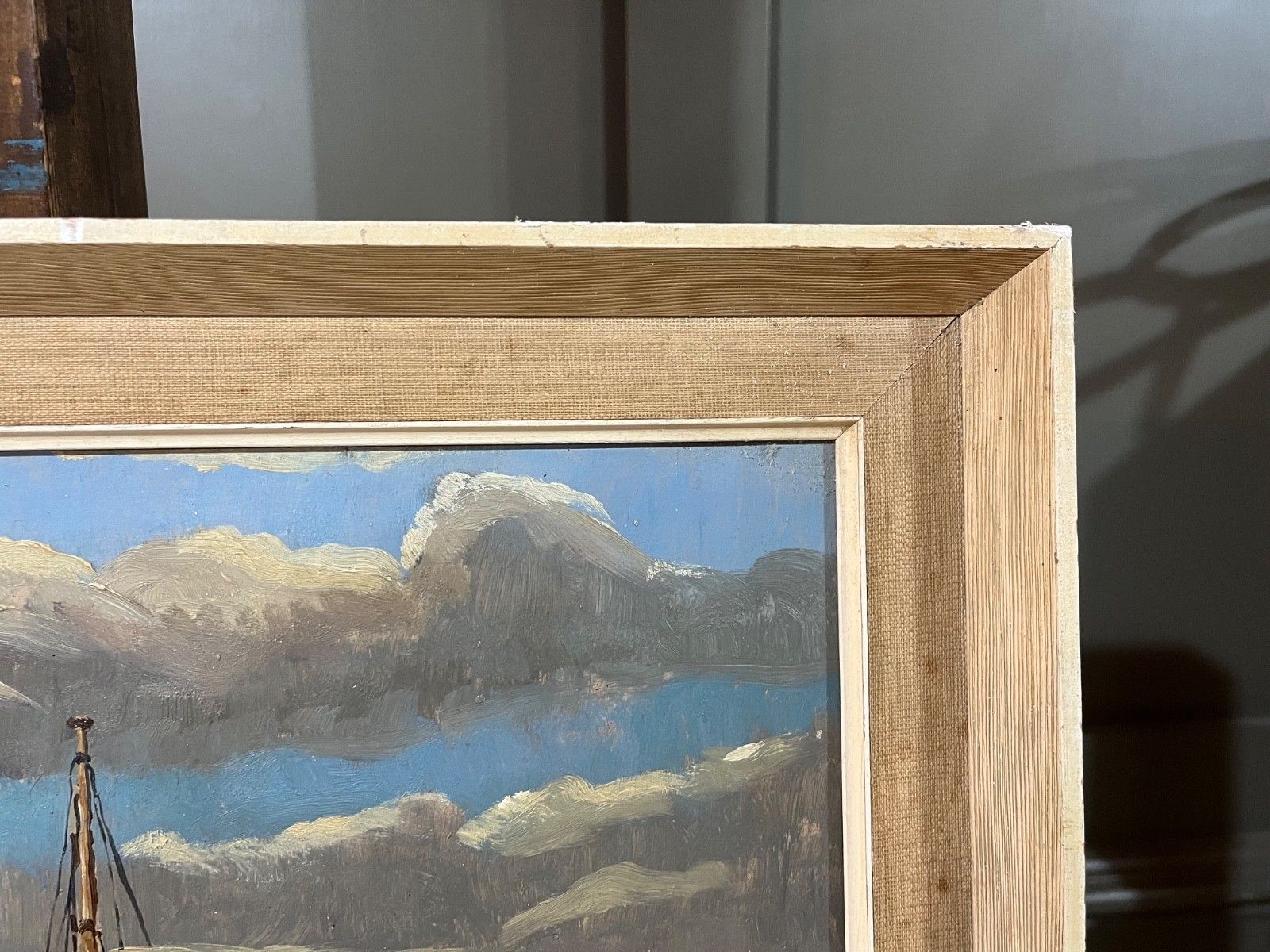 Vintage Oil On Board By G.J Carruthers Boats In An Estuary 1960  Framed & Signed photo furniture